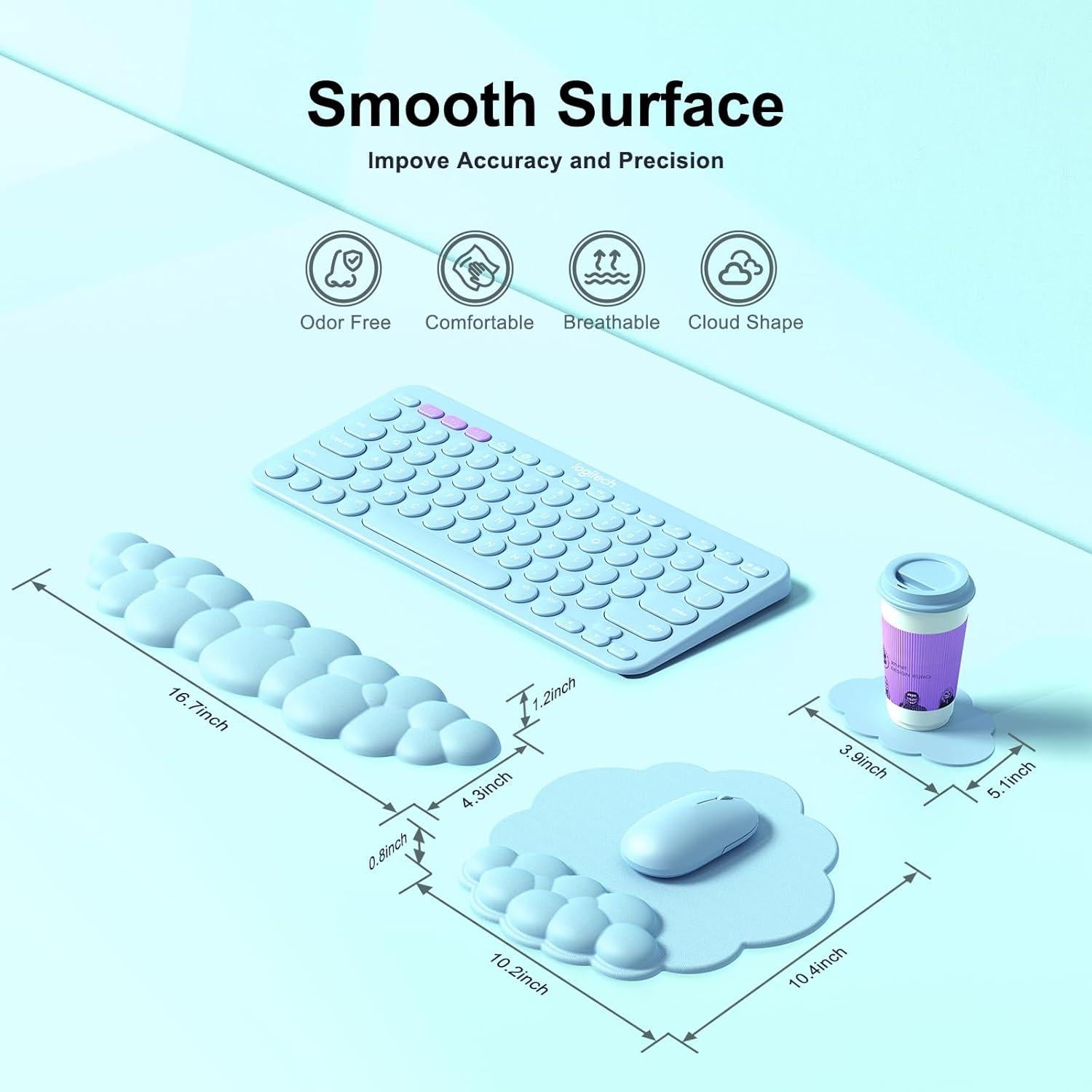 Alfombrilla de Ratón Ergonómica MOKURU Nube Azul con Reposamuñecas