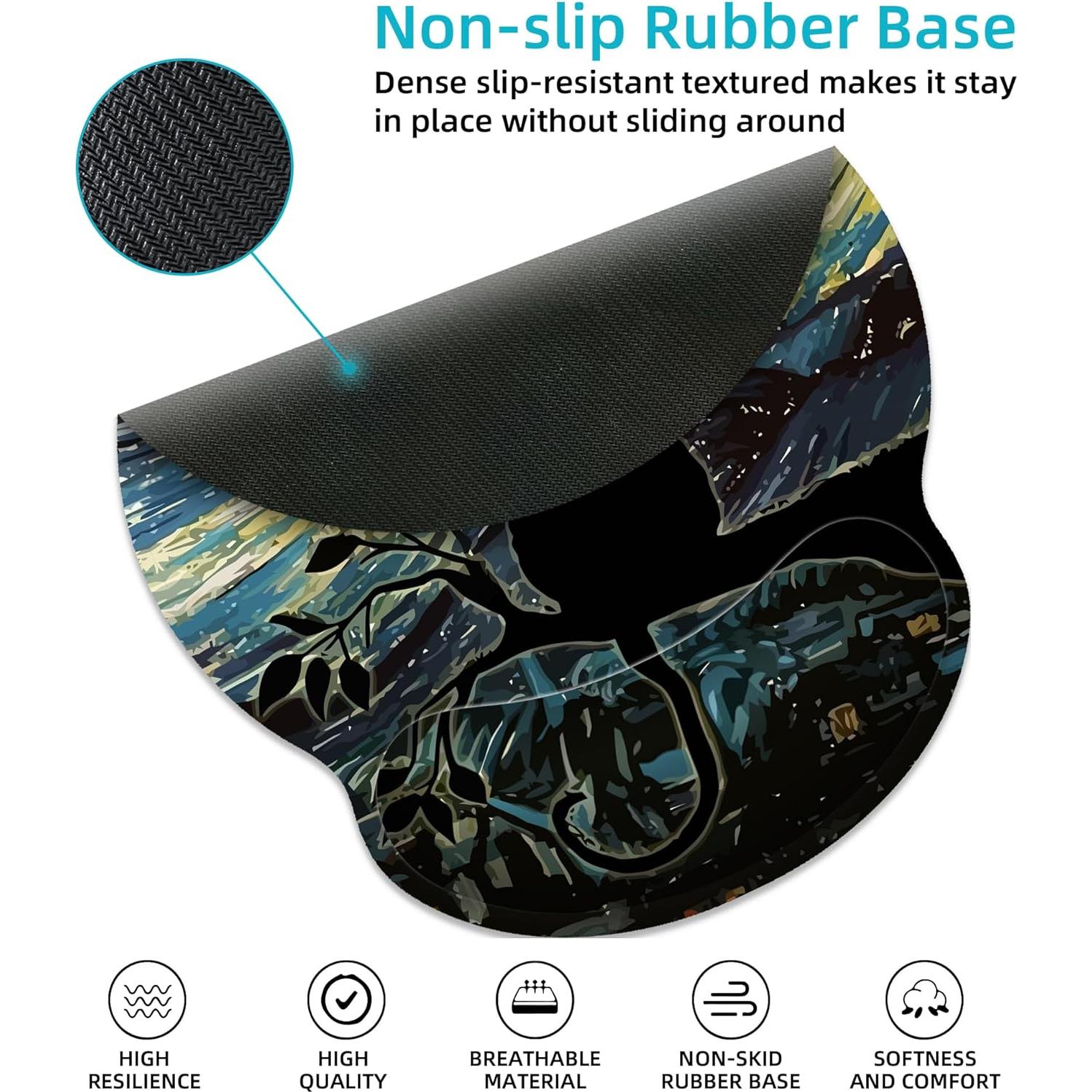 Alfombrilla de Ratón Ergonómica XSXXSC Gato Negro con Reposamuñecas