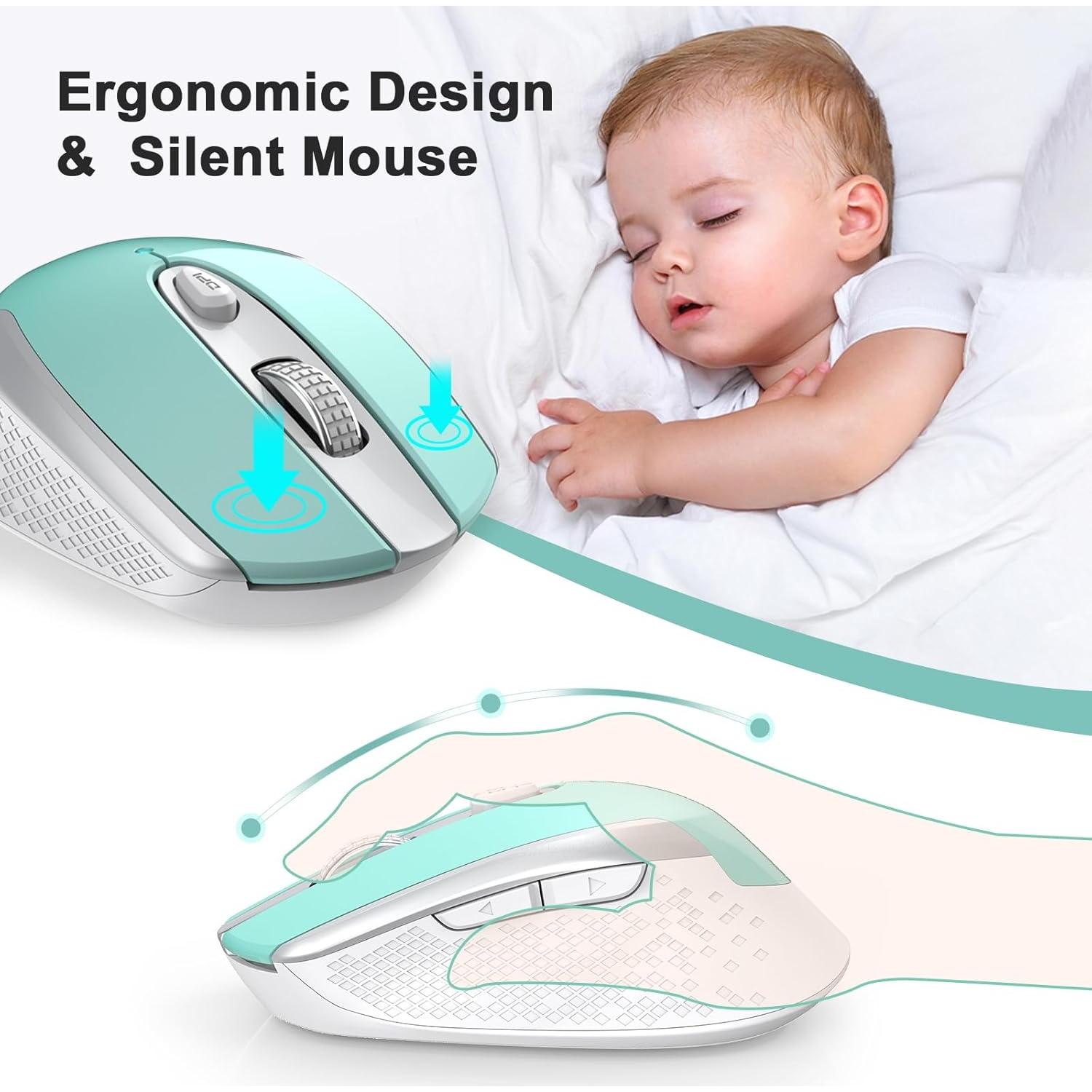 Ratón Inalámbrico RaceGT Ergonómico 2.4G Verde Menta