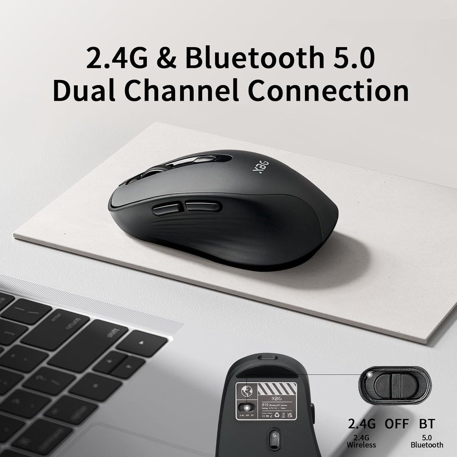 Ratón Inalámbrico Bluetooth XBG B10 Recargable Silencioso 3 DPI