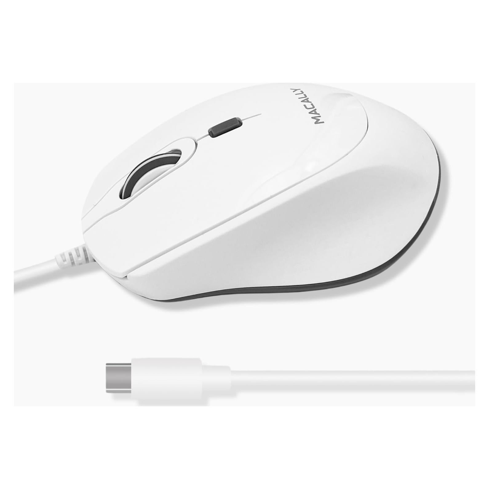 Ratón USB C Macally UCROCKET - Óptico, Silencioso, Blanco