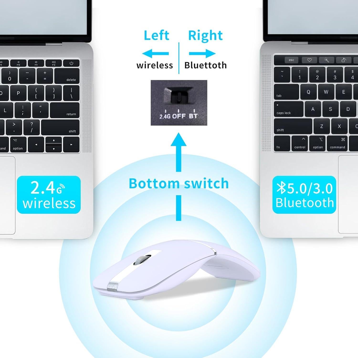 Ratón Inalámbrico Silencioso WUDEKEJI Arc 360° Recargable