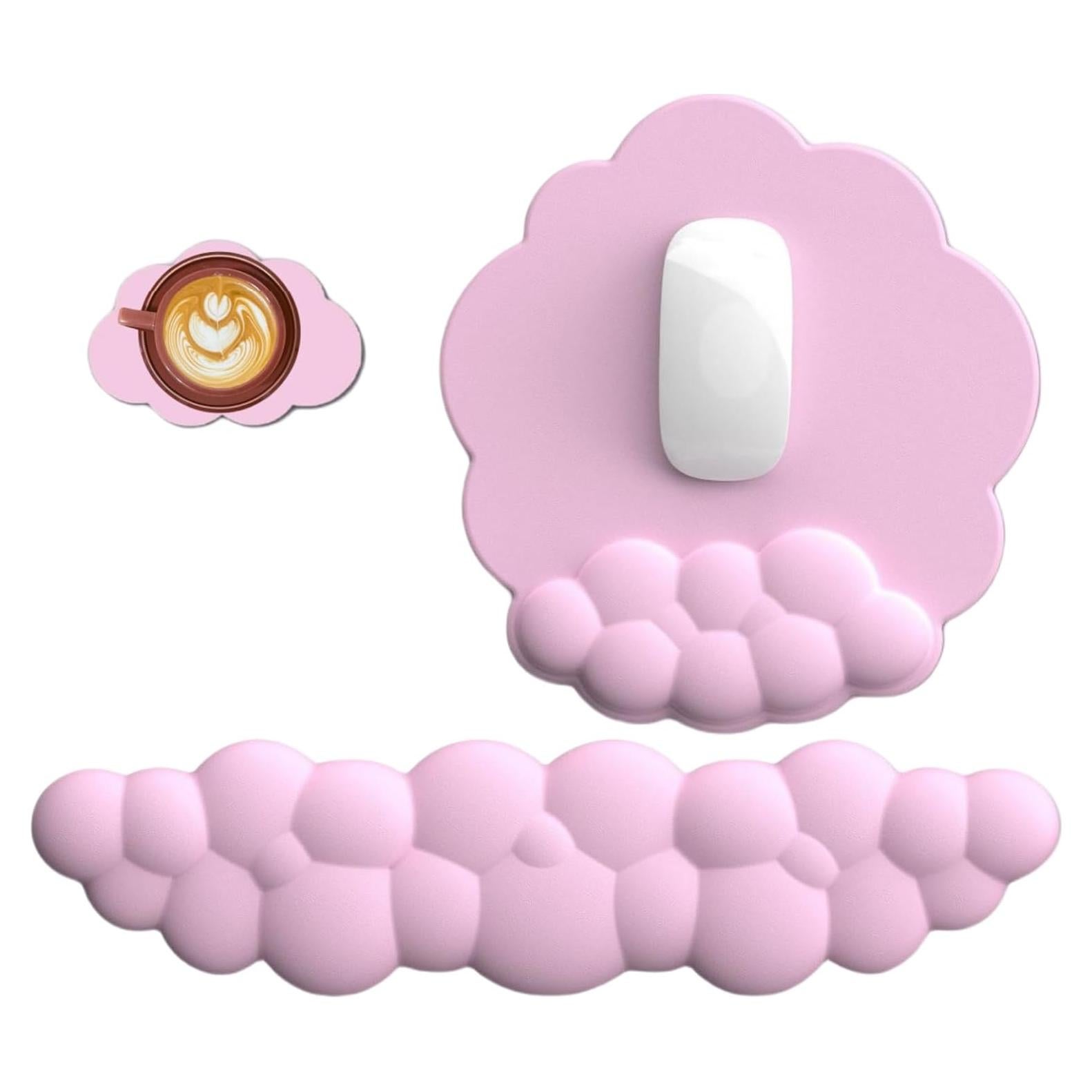 Reposap muñecas ergonómico Cloud Rosa - Soporte PU antideslizante