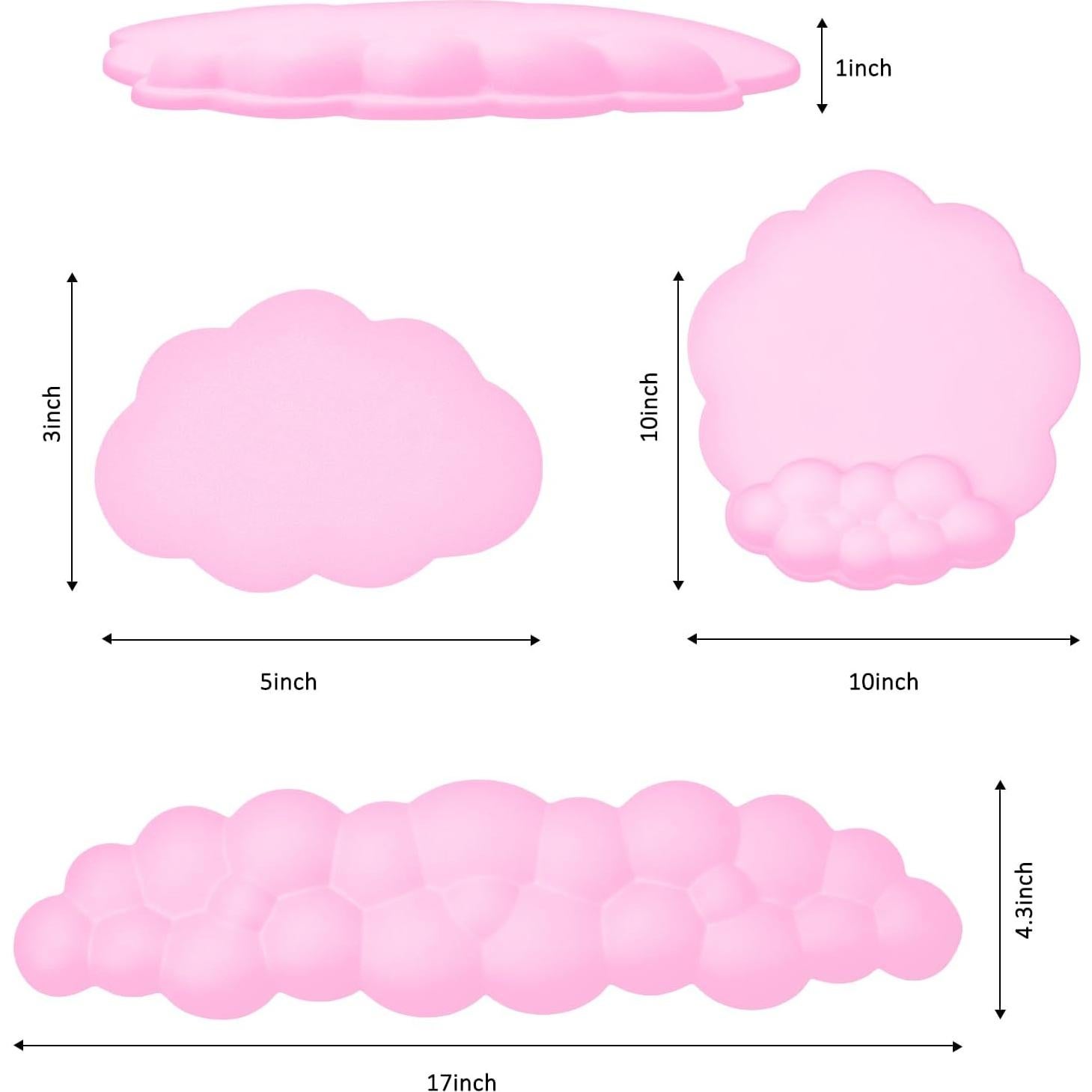 Reposap muñecas ergonómico Cloud Rosa - Soporte PU antideslizante
