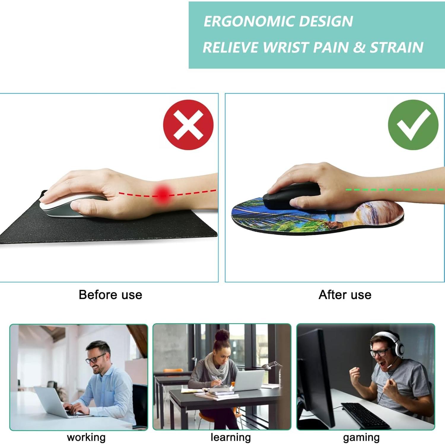 Alfombrilla de Ratón Ergonómica LIZPARE con Soporte Muñeca