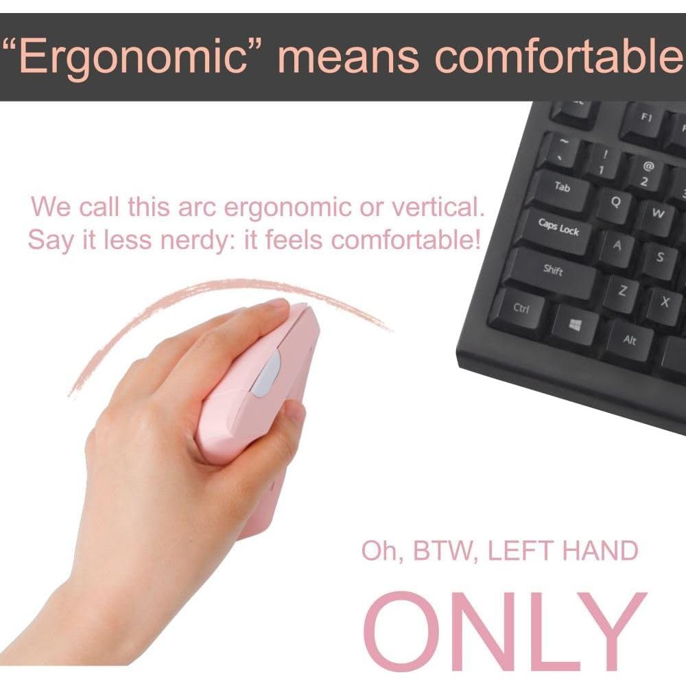 Ratón Inalámbrico Ergonómico para Zurdos URBY Rosa