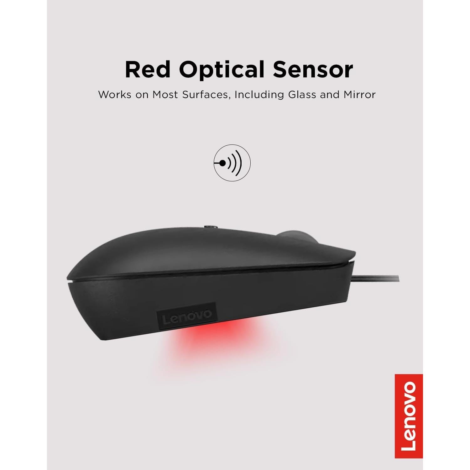 Ratón con cable Lenovo 400 USB-C compacto negro