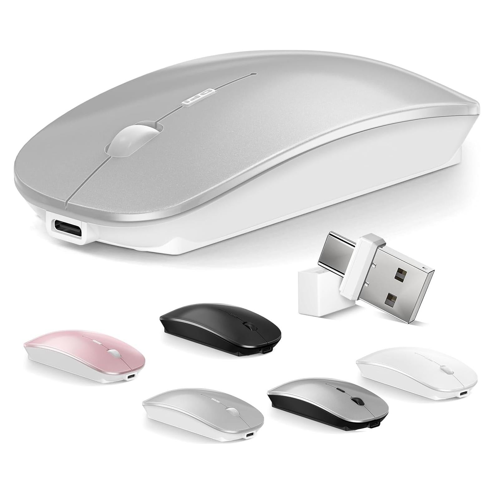 Ratón Inalámbrico Bluetooth Normdecos Plata Recargable 1600 DPI