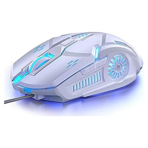 Ratón Gaming Con Cable Sz Aige, RGB 3200 DPI Ergonómico Blanco