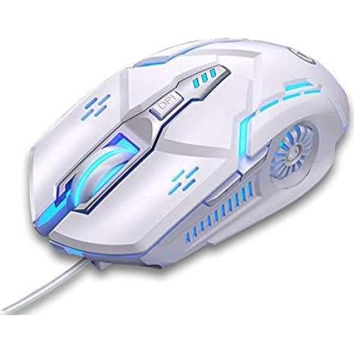 Ratón Gaming Con Cable Sz Aige, RGB 3200 DPI Ergonómico Blanco