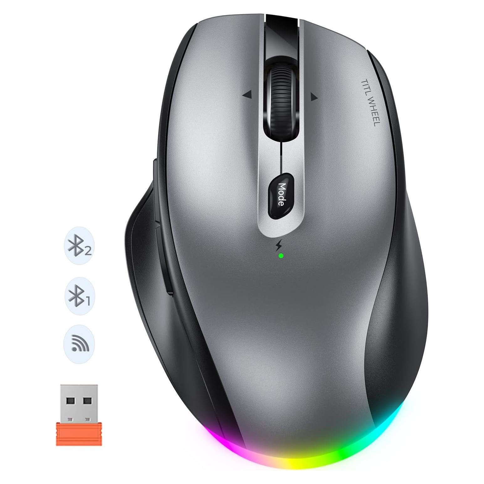Ratón Bluetooth Inalámbrico Doci Ergonómico Recargable RGB