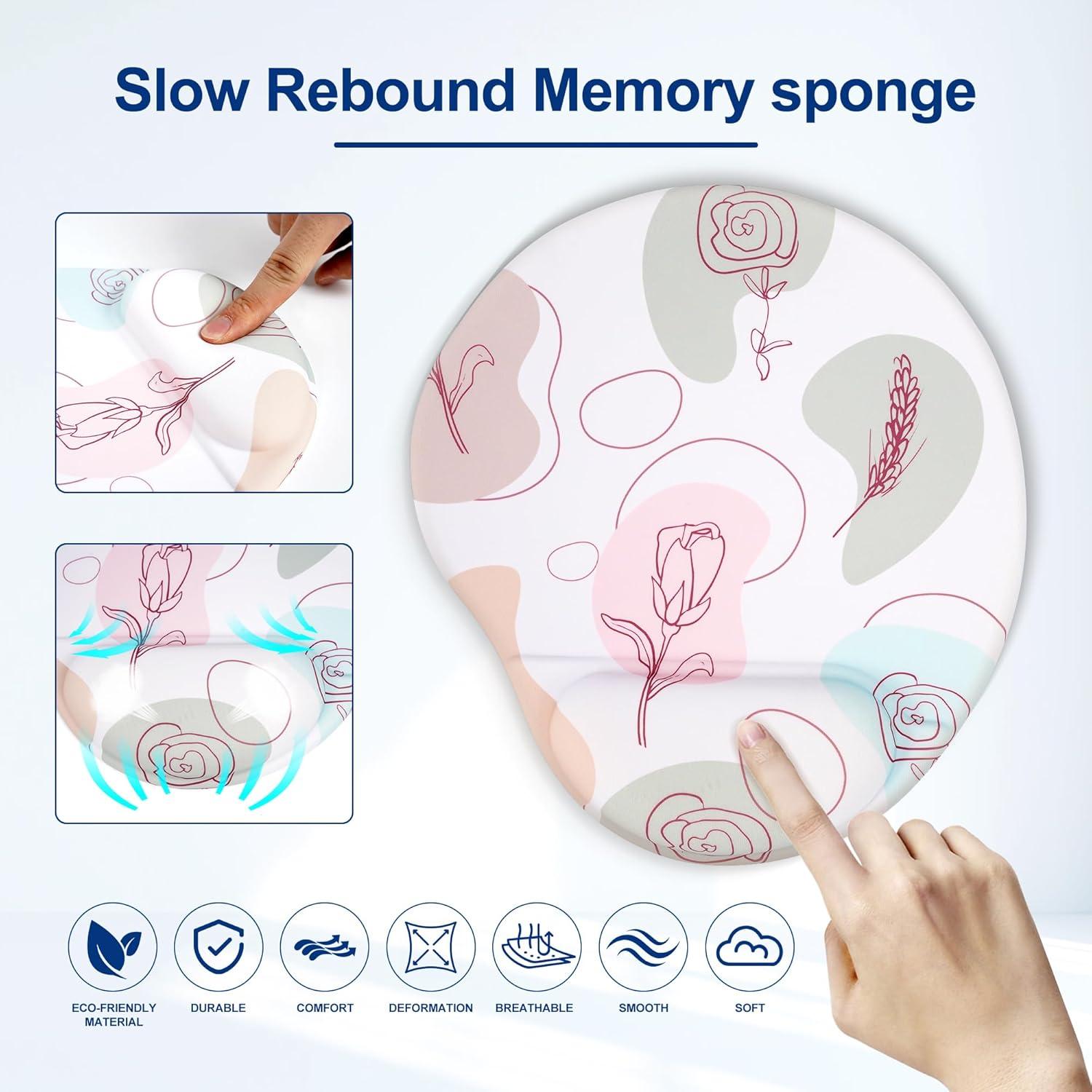 Alfombrilla de Ratón Ergonómica HODYXIN con Soporte Rosa