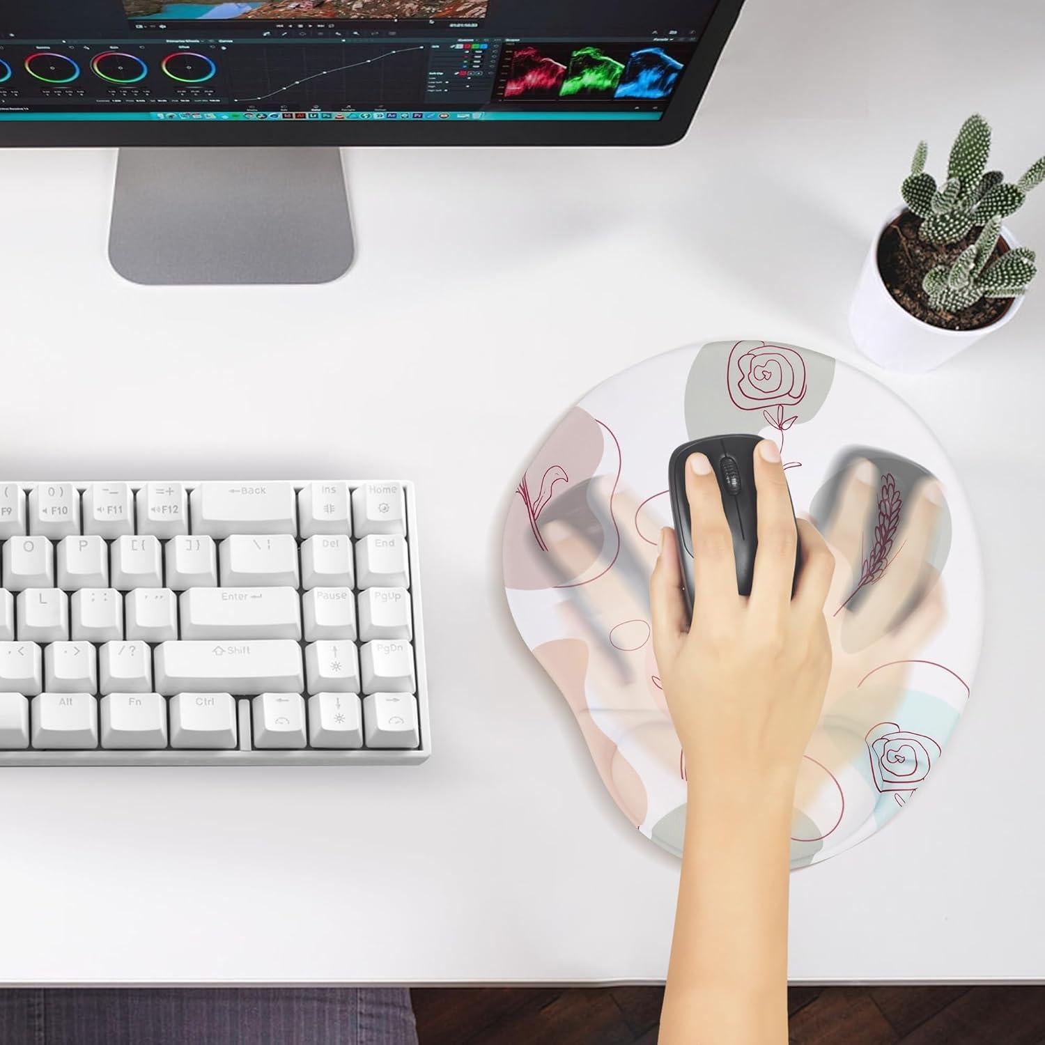 Alfombrilla de Ratón Ergonómica HODYXIN con Soporte Rosa