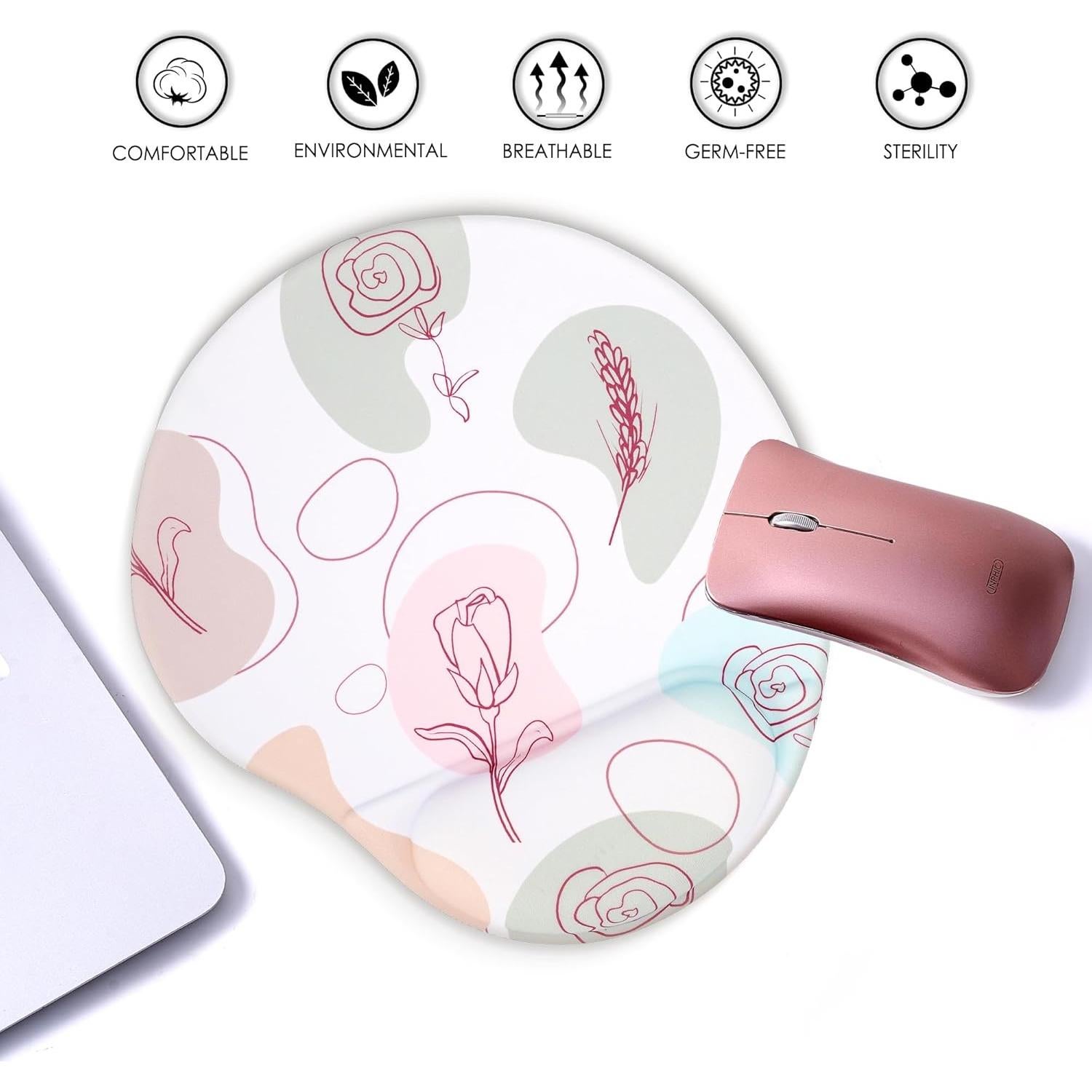 Alfombrilla de Ratón Ergonómica HODYXIN con Soporte Rosa