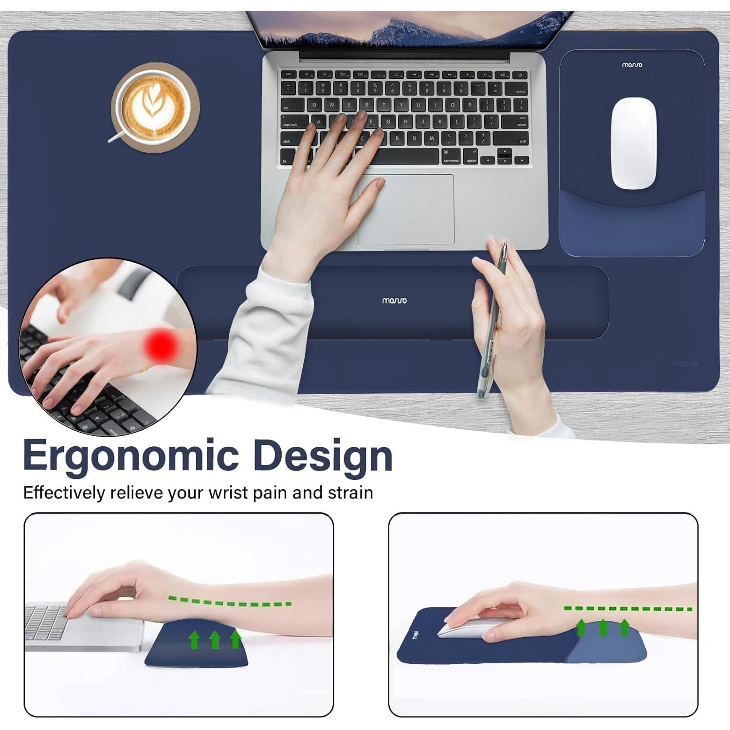 Conjunto Alfombrilla de Teclado y Ratón MOSISO Azul Marino