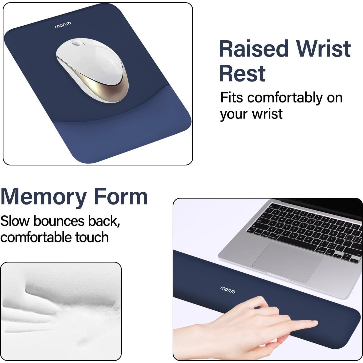 Conjunto Alfombrilla de Teclado y Ratón MOSISO Azul Marino