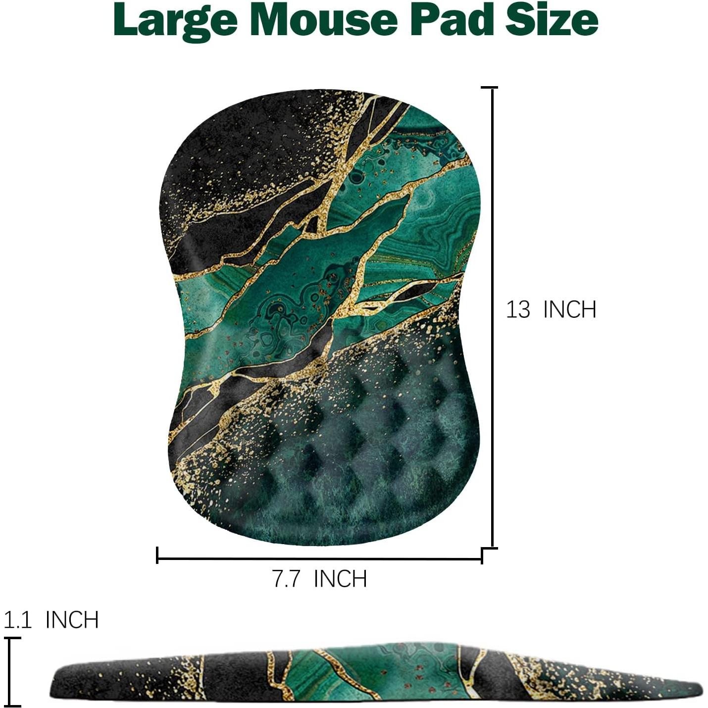 Almohadilla de Ratón Ergonómica DINKY con Soporte para Muñeca - Mármol Verde Dorado