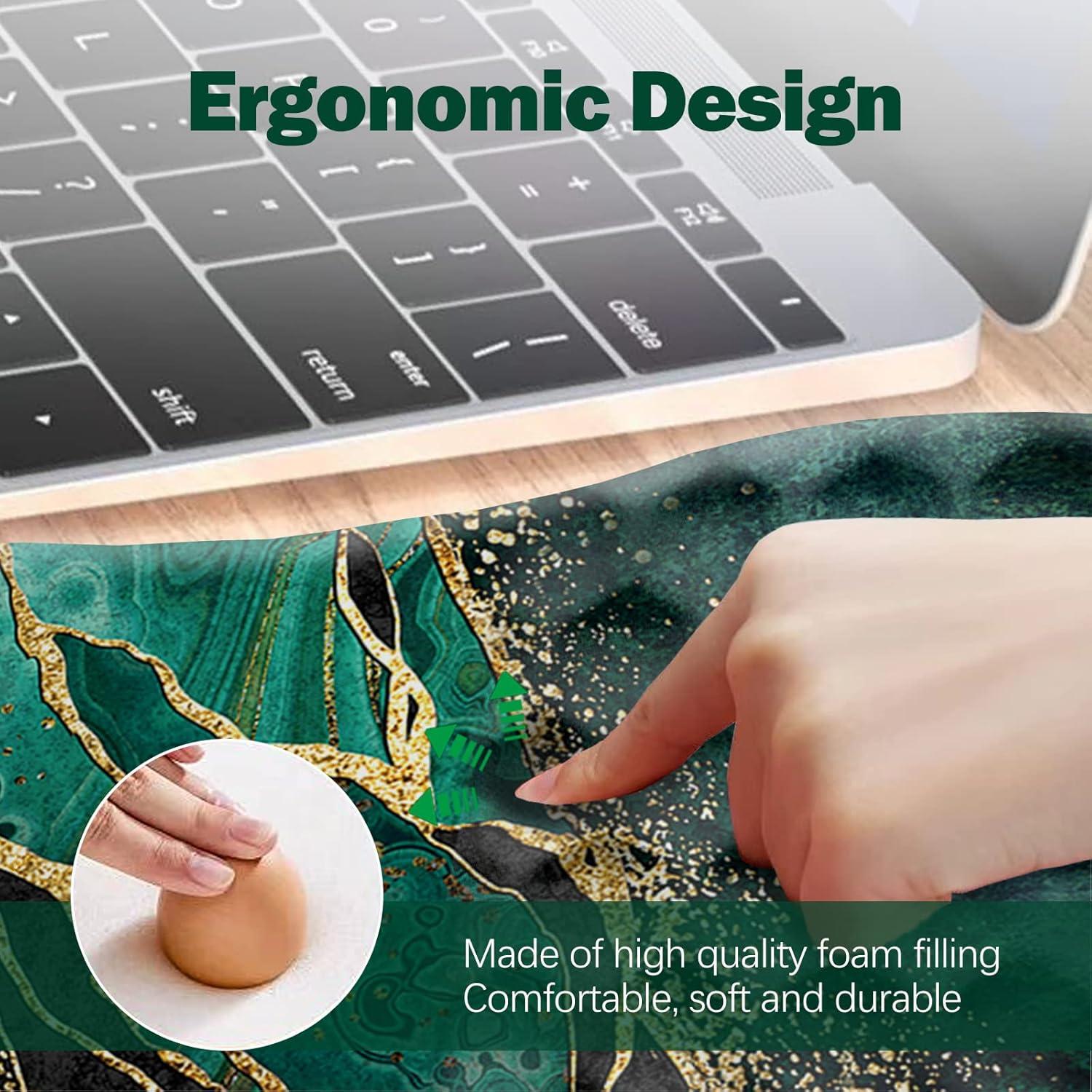 Almohadilla de Ratón Ergonómica DINKY con Soporte para Muñeca - Mármol Verde Dorado