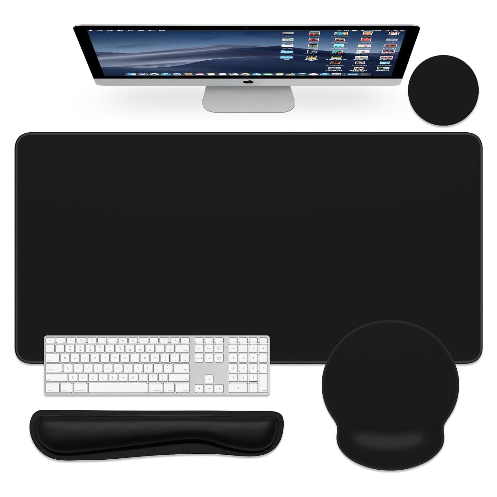 Alfombrilla de Ratón Dapesuom 4 en 1 XXL Ergonómica Negra