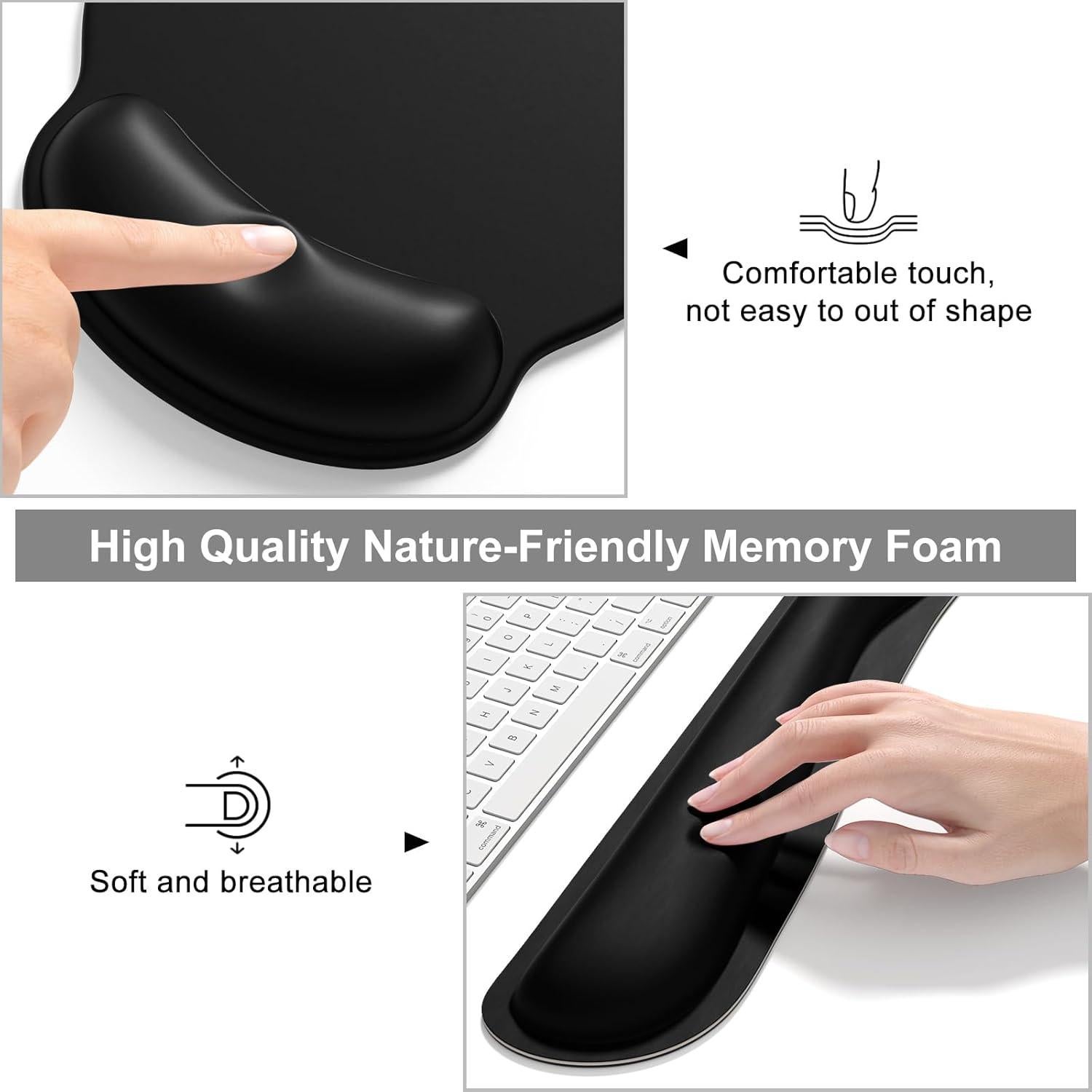 Alfombrilla de Ratón Dapesuom 4 en 1 XXL Ergonómica Negra