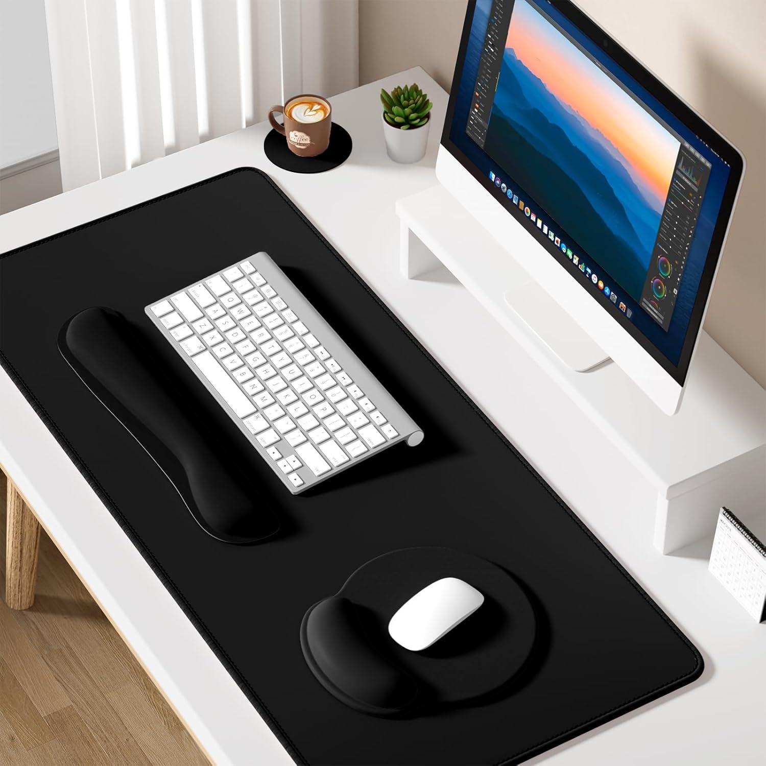 Alfombrilla de Ratón Dapesuom 4 en 1 XXL Ergonómica Negra