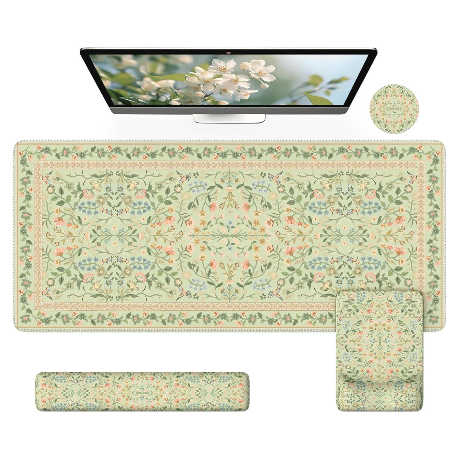 Alfombrilla de Escritorio Ergonómica iCasso Verde Claro 90x40cm