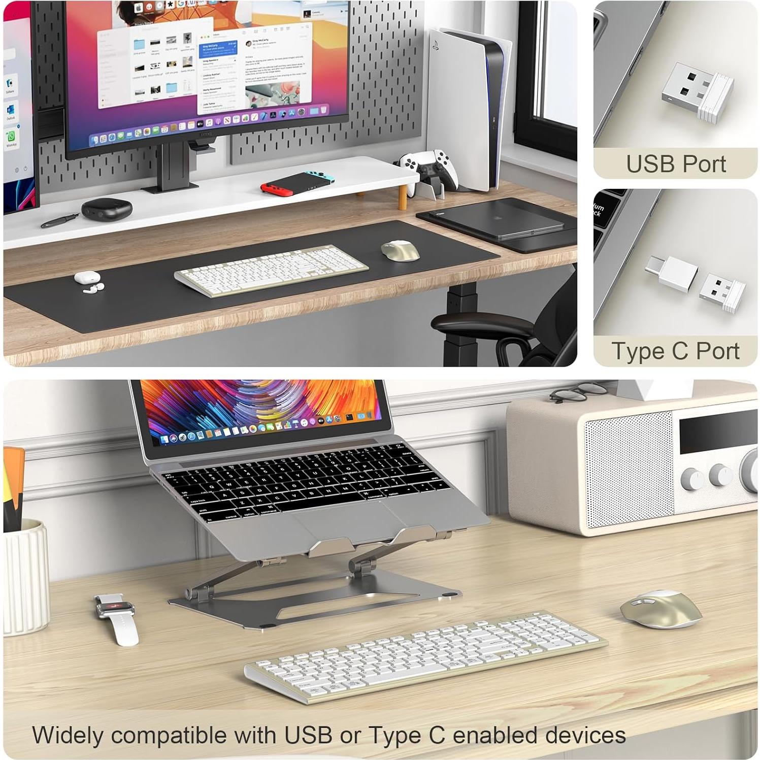 Combo Teclado y Ratón Inalámbrico FENIFOX Dorado Recargable USB-C