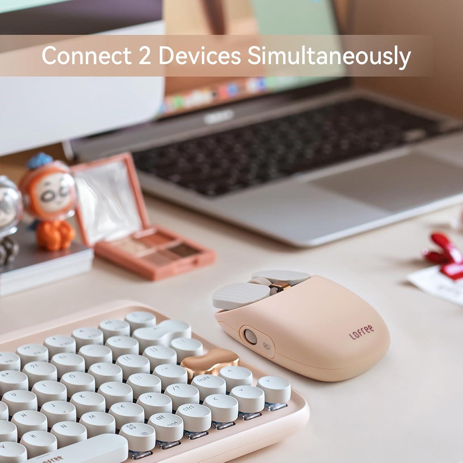 Ratón Inalámbrico Lofree Wavy Chips Doble Modo 5 DPI Té con Leche
