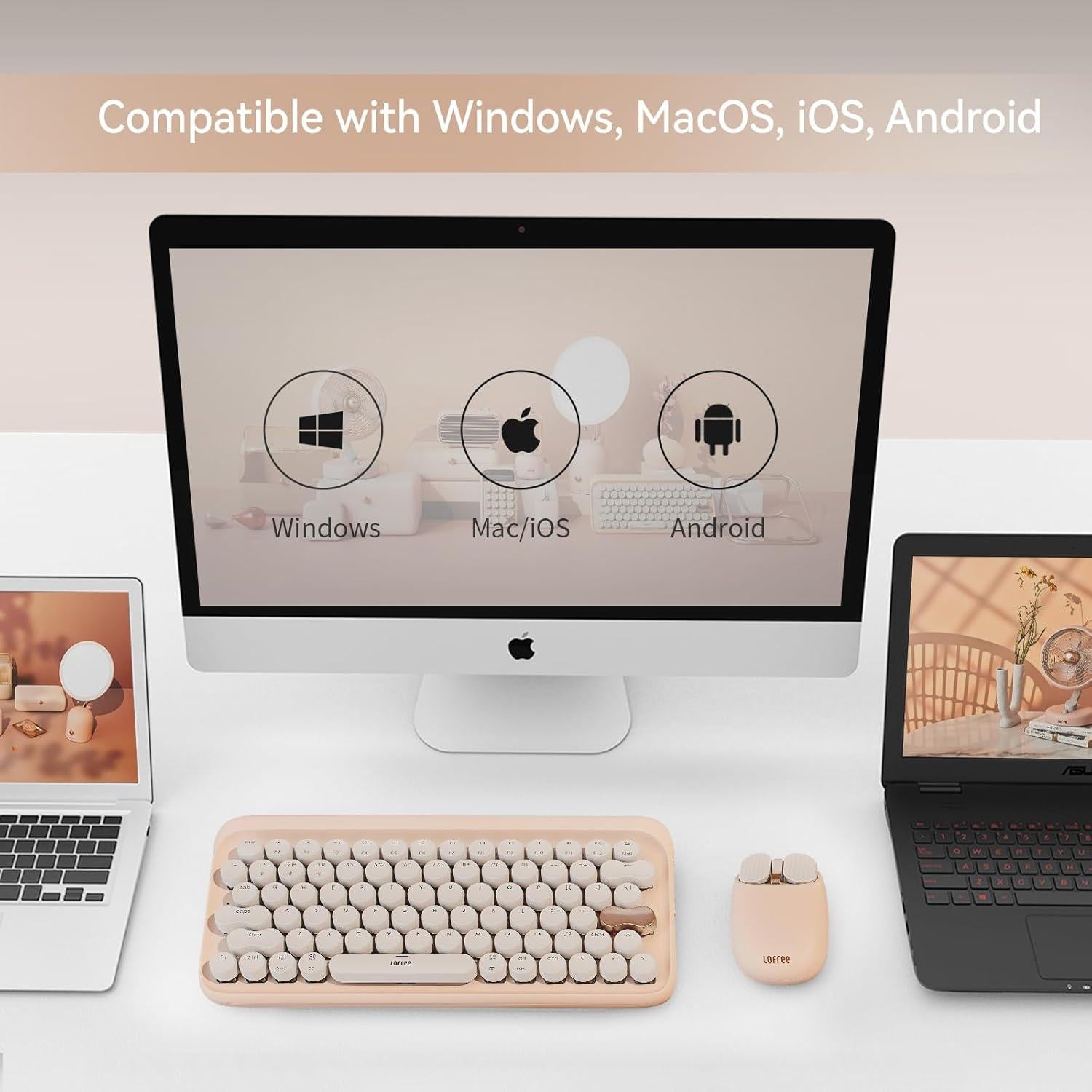 Ratón Inalámbrico Lofree Wavy Chips Doble Modo 5 DPI Té con Leche