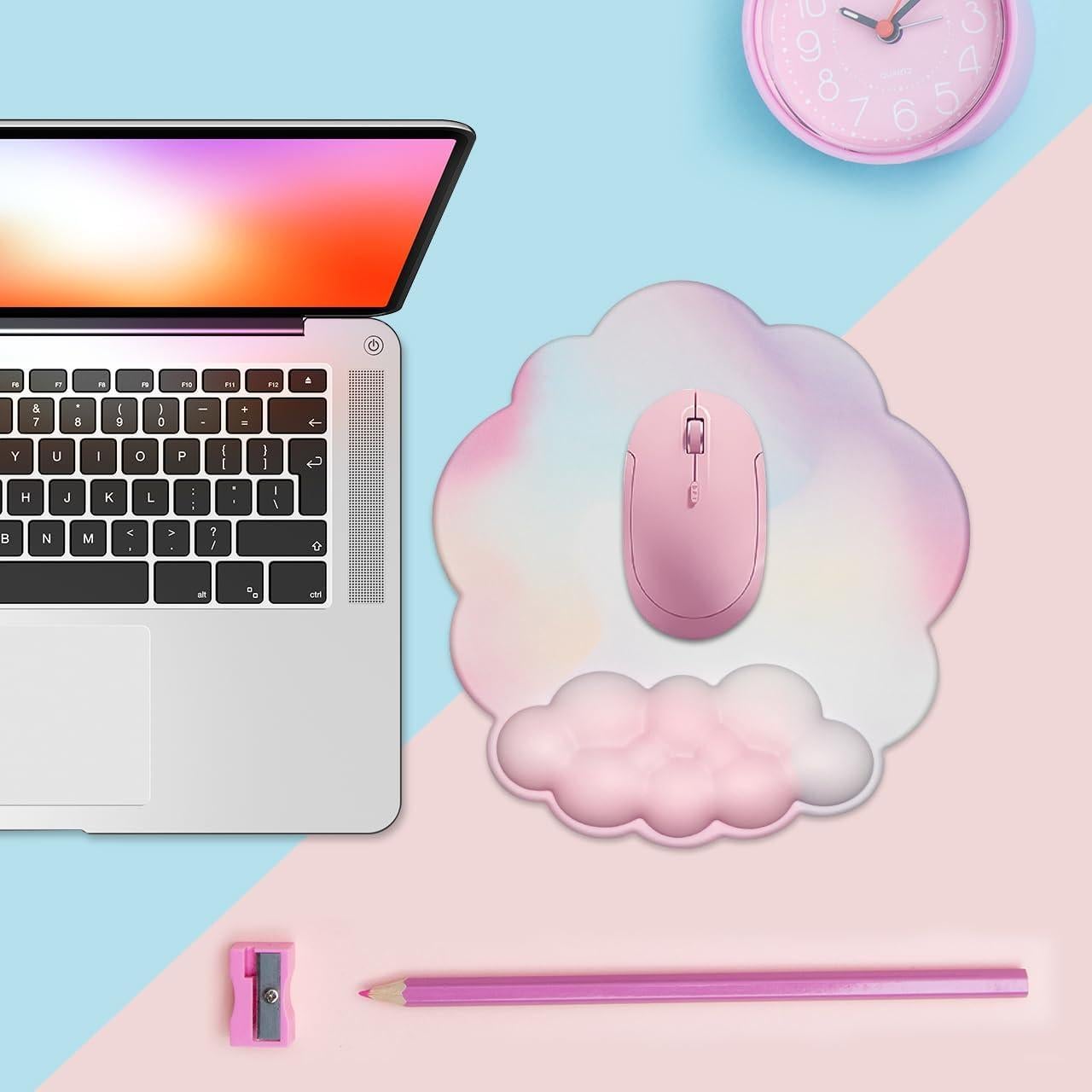 Almohadilla para Mouse JIKIOU Nube Arcoíris con Soporte