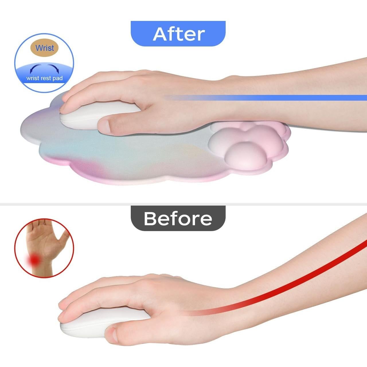 Almohadilla para Mouse JIKIOU Nube Arcoíris con Soporte