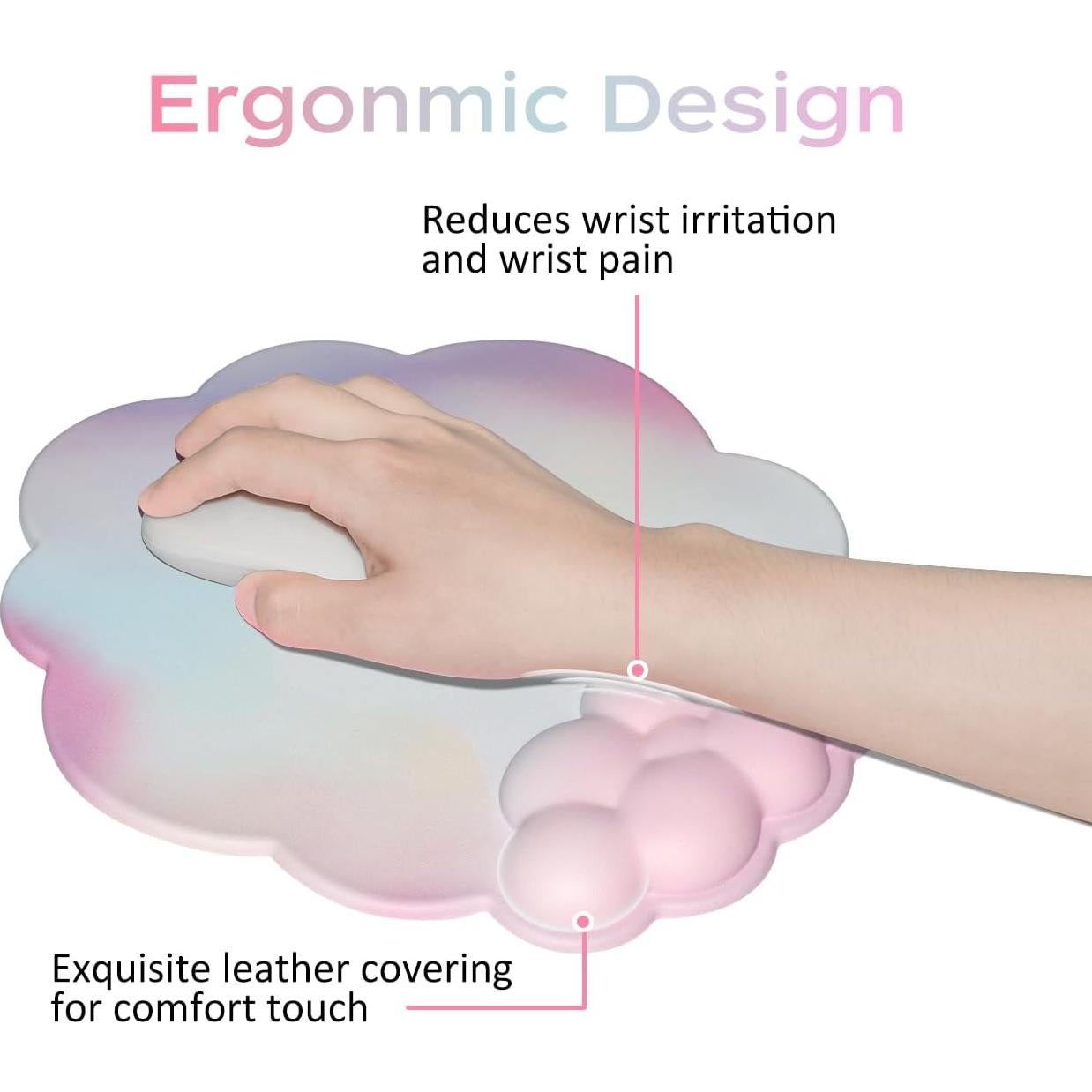 Almohadilla para Mouse JIKIOU Nube Arcoíris con Soporte