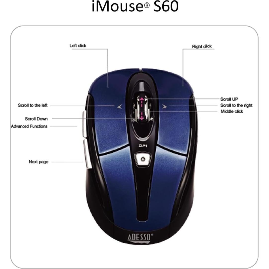 Ratón Óptico Inalámbrico Adesso iMouse S60 Azul 1600 DPI