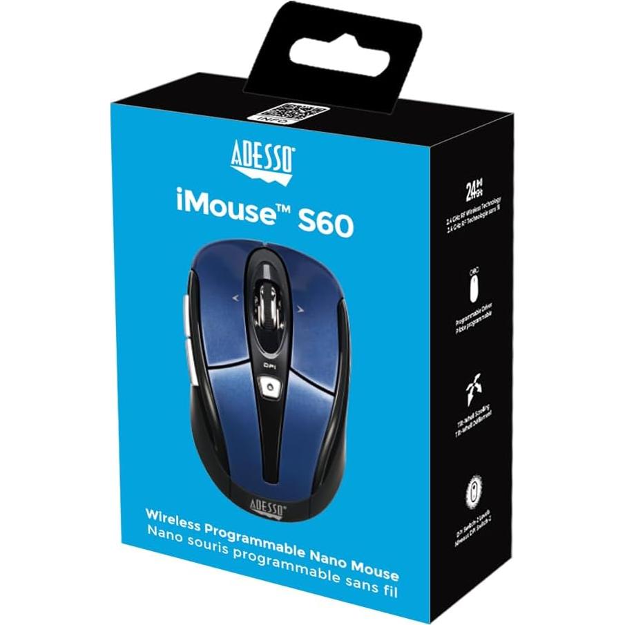 Ratón Óptico Inalámbrico Adesso iMouse S60 Azul 1600 DPI