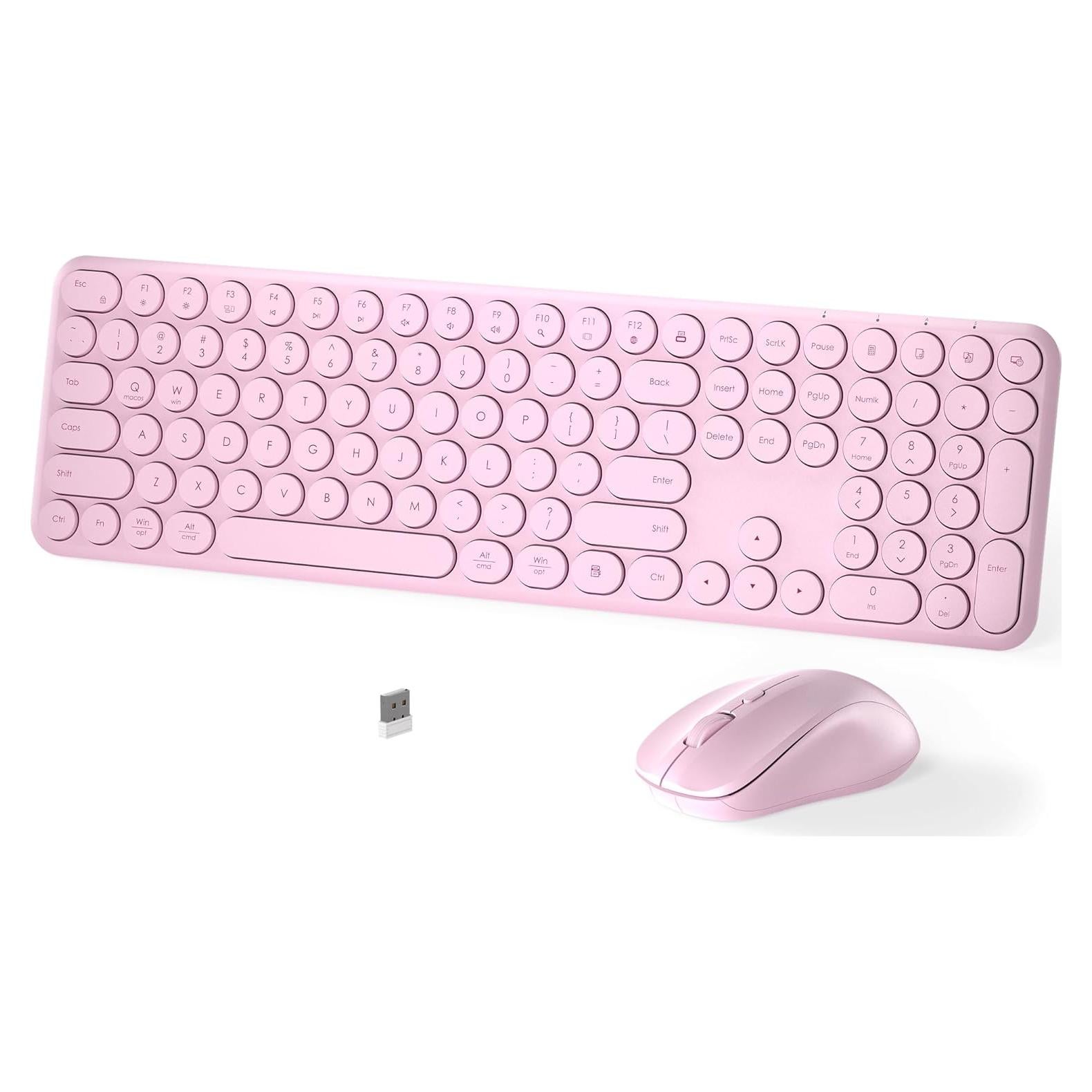 Combo Teclado y Ratón Inalámbrico MPTOG Rosa Sakura 110 Teclas