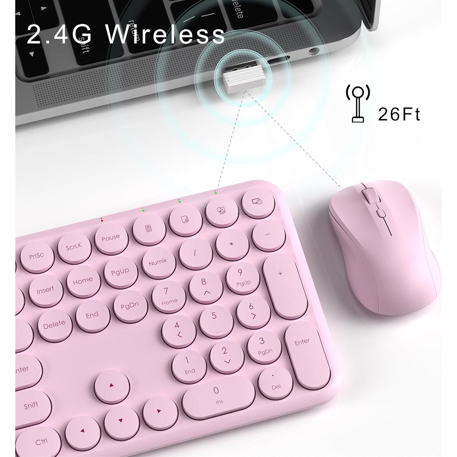 Combo Teclado y Ratón Inalámbrico MPTOG Rosa Sakura 110 Teclas