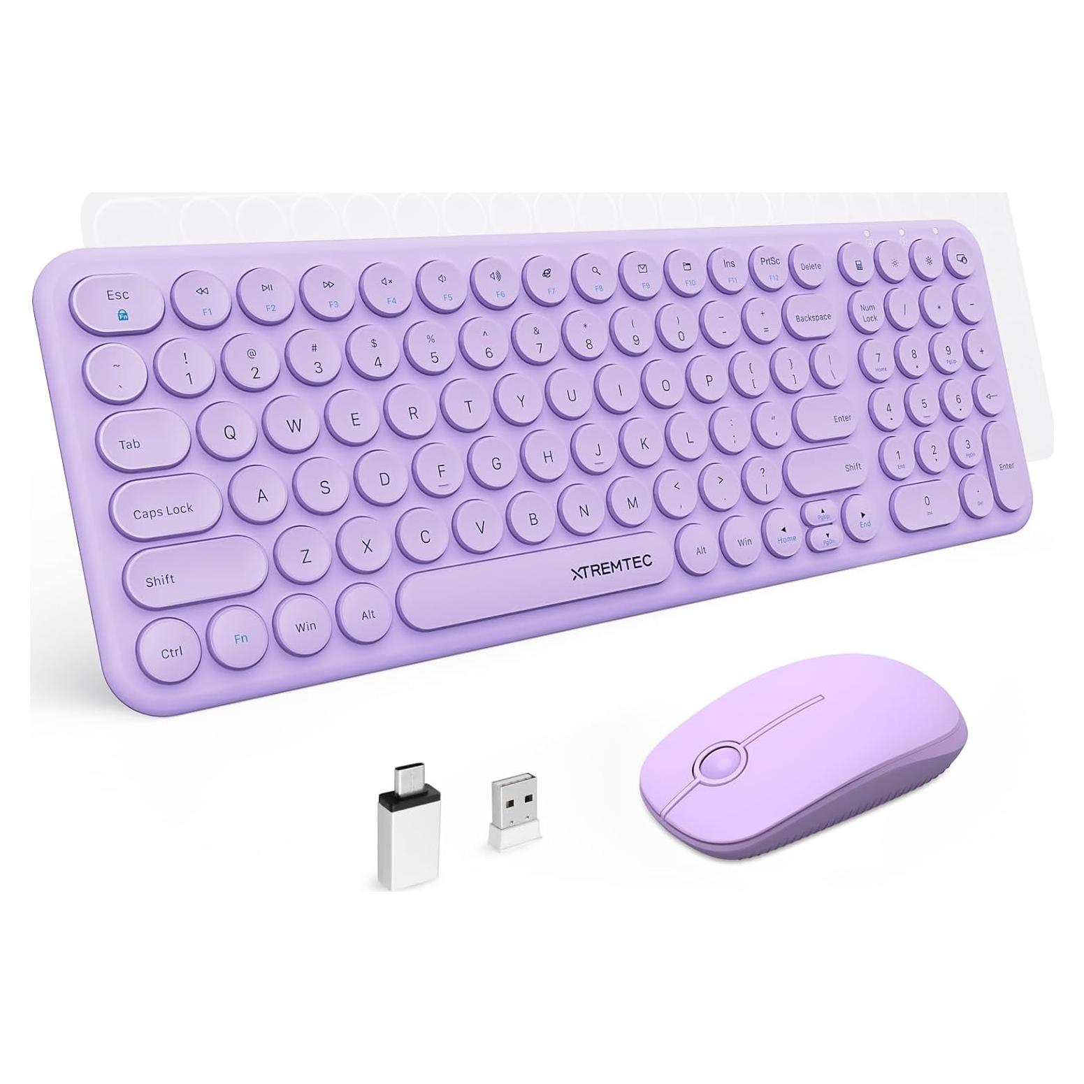 Combo Teclado y Ratón Inalámbrico XTREMTEC Púrpura Slim