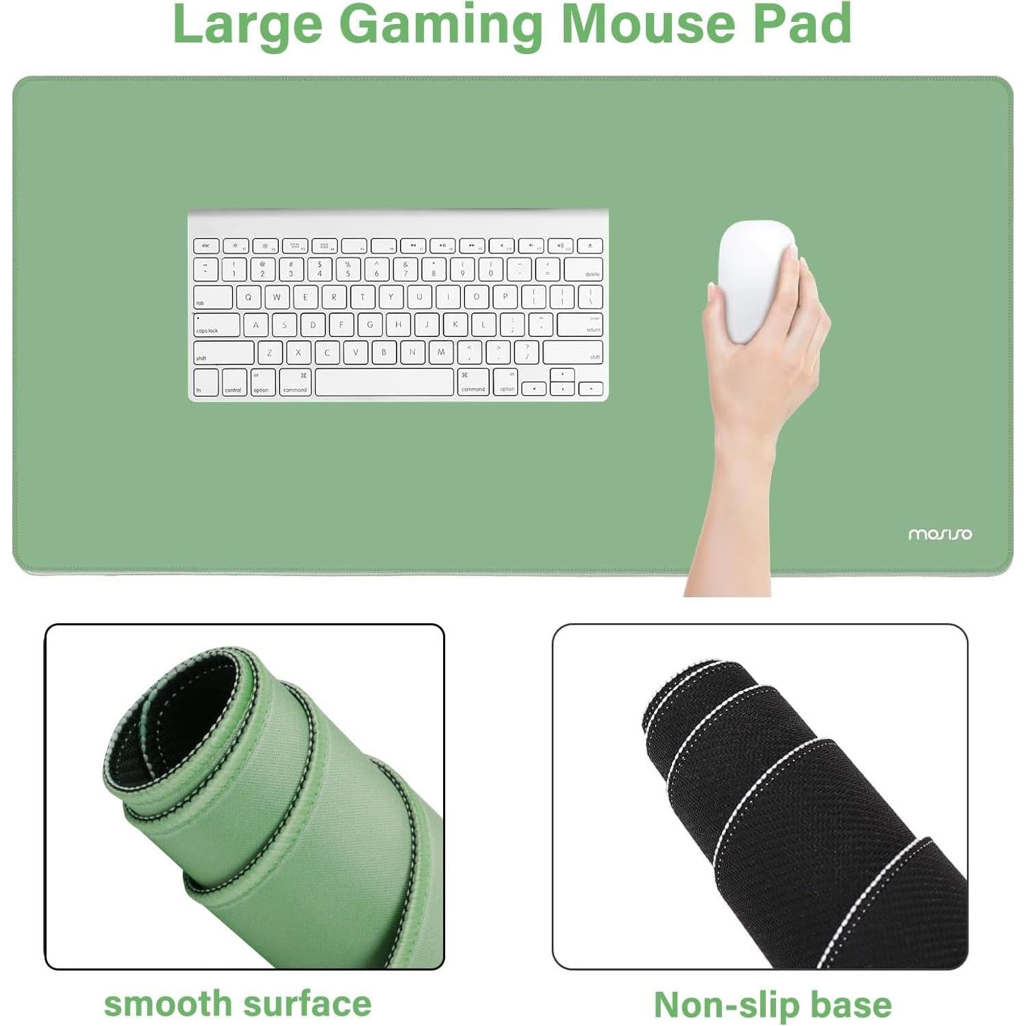 Alfombrilla de Ratón Grande y Reposamuñecas Mosiso Verde