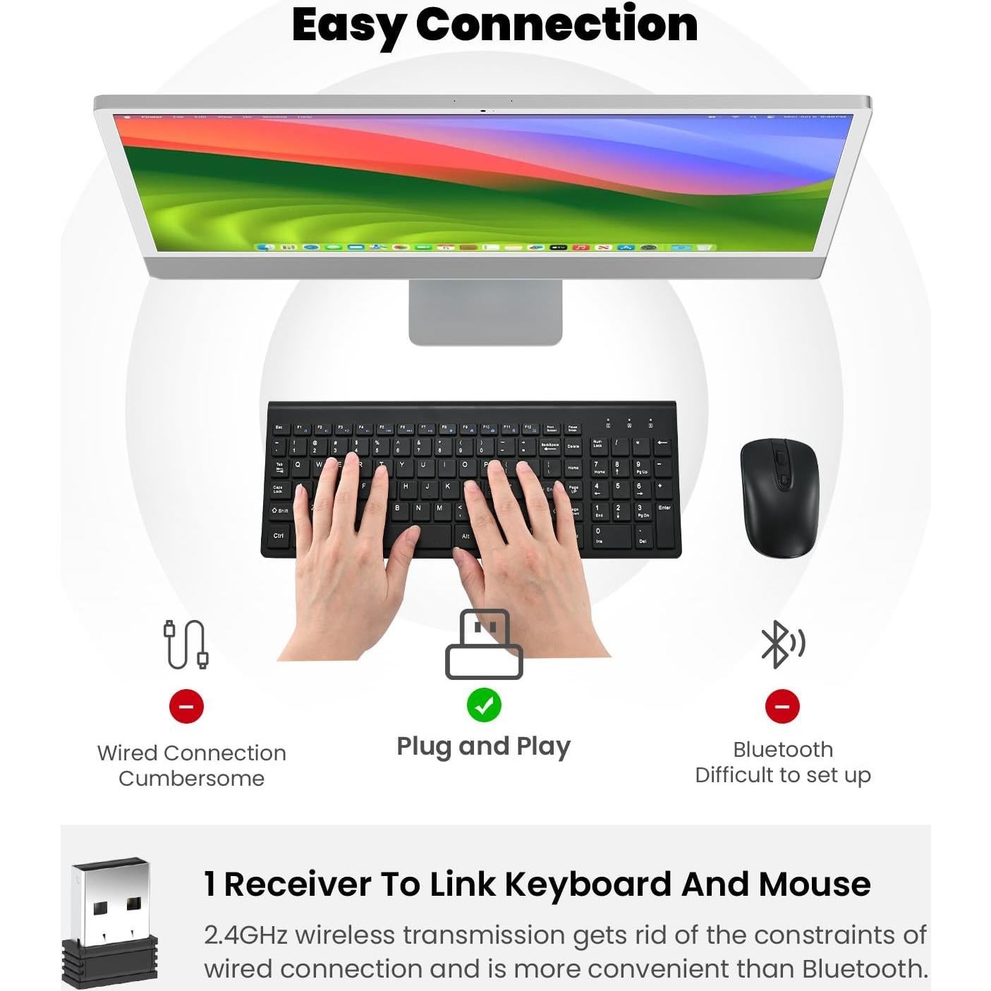 Combo Teclado y Ratón Inalámbrico Cimetech KF10 - Negro