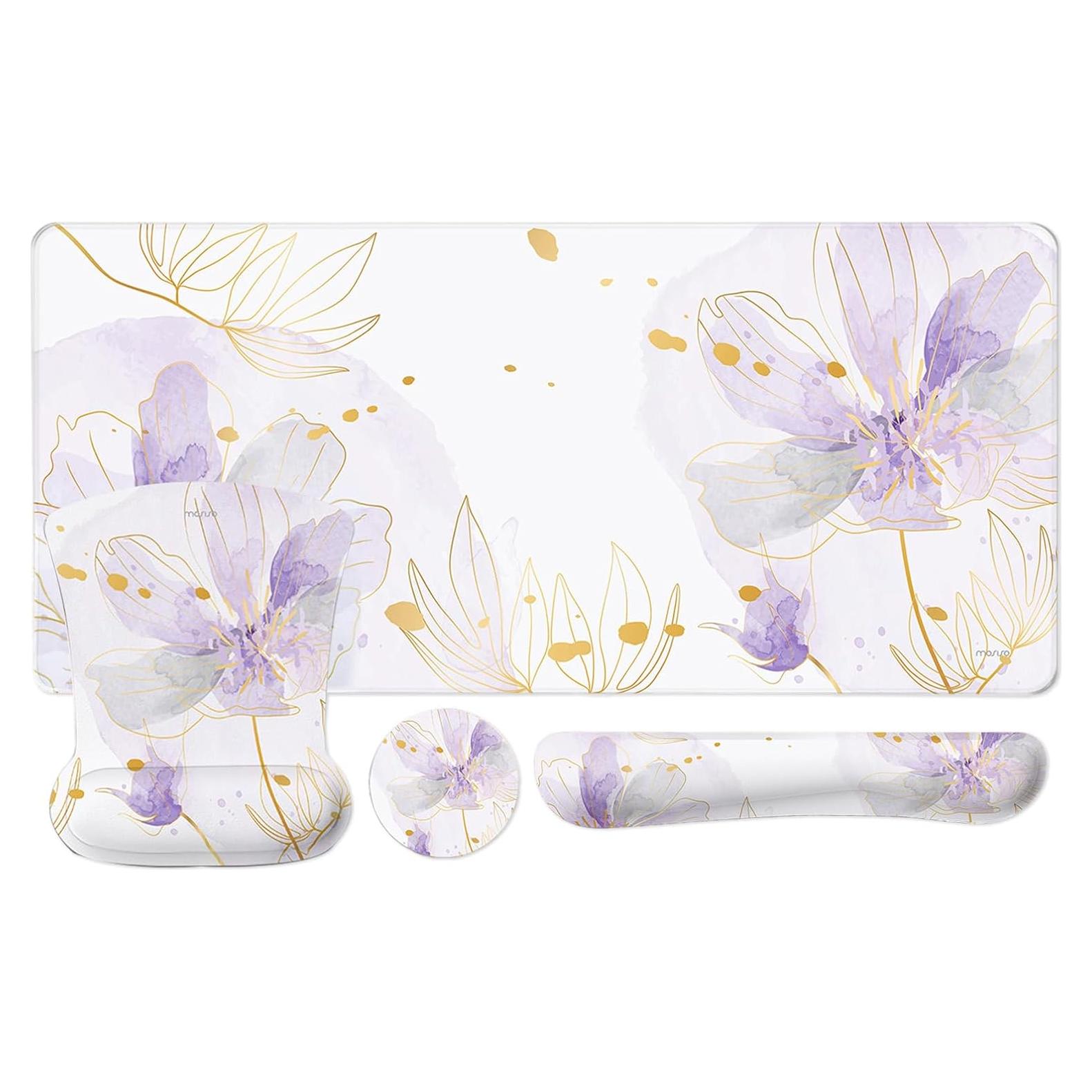 Alfombrilla de escritorio MOSISO ergonómica morada 90x40cm