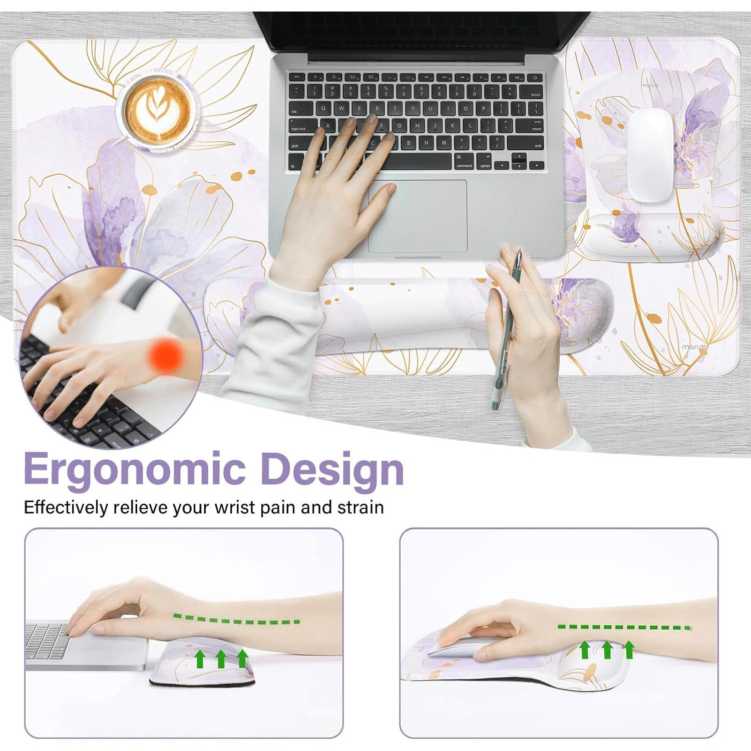 Alfombrilla de escritorio MOSISO ergonómica morada 90x40cm