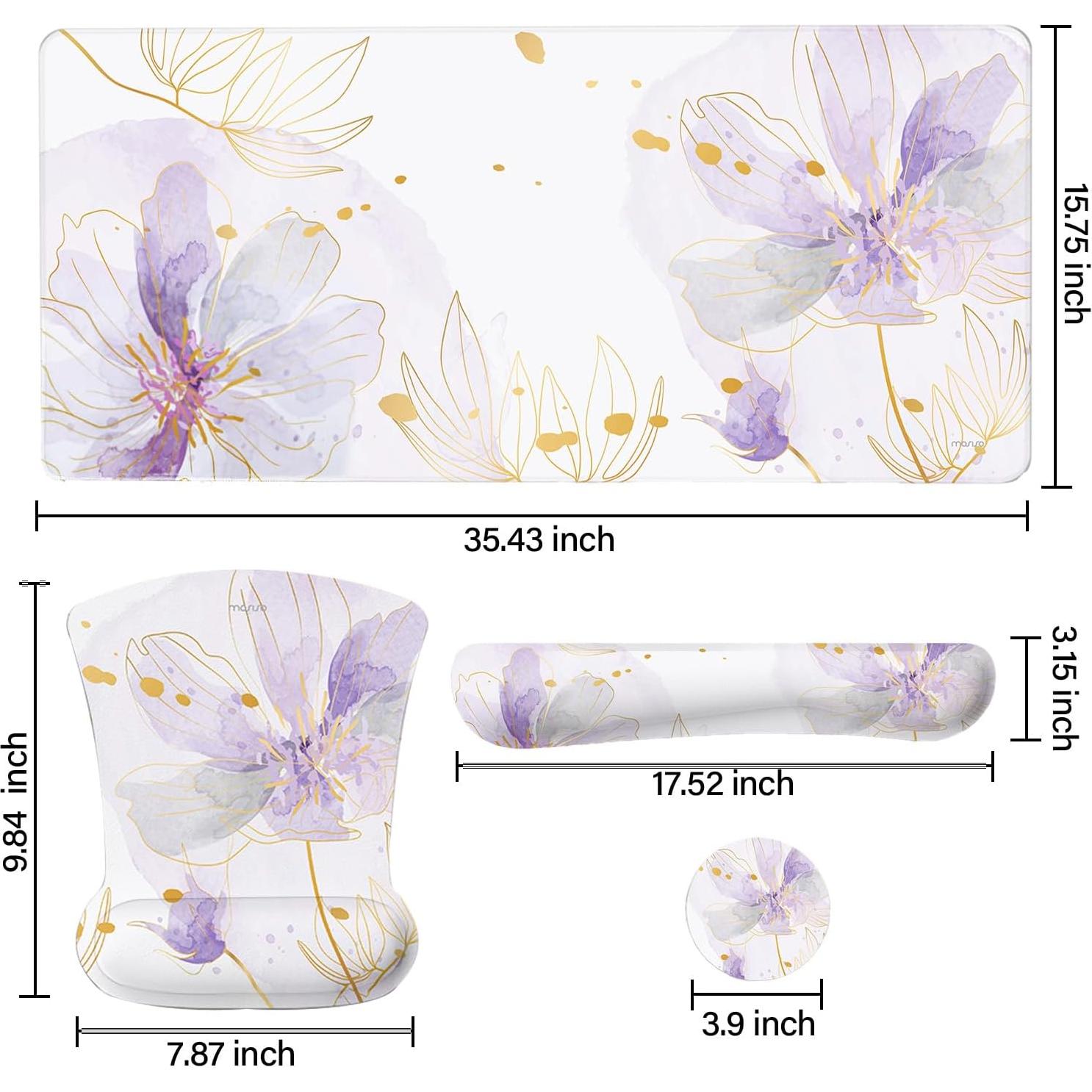 Alfombrilla de escritorio MOSISO ergonómica morada 90x40cm