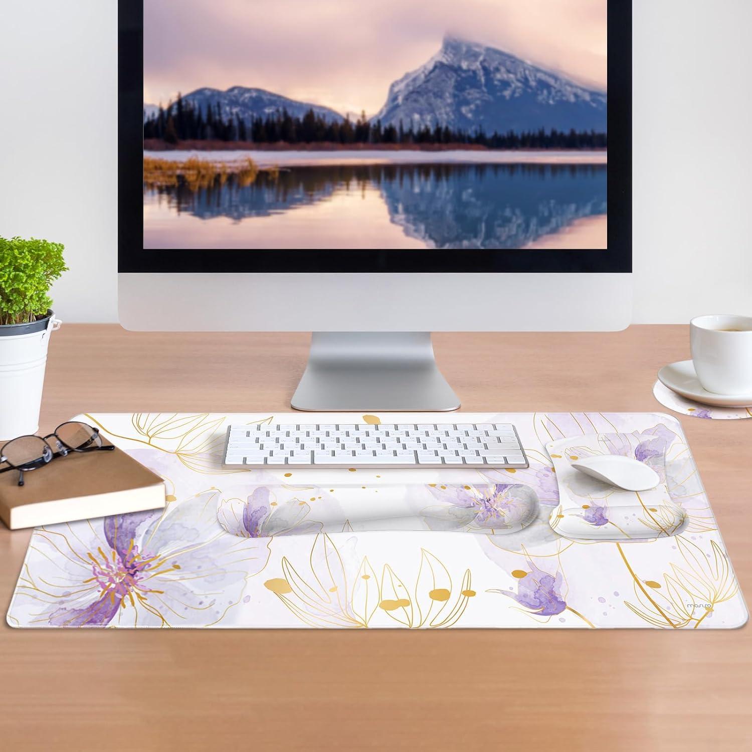 Alfombrilla de escritorio MOSISO ergonómica morada 90x40cm