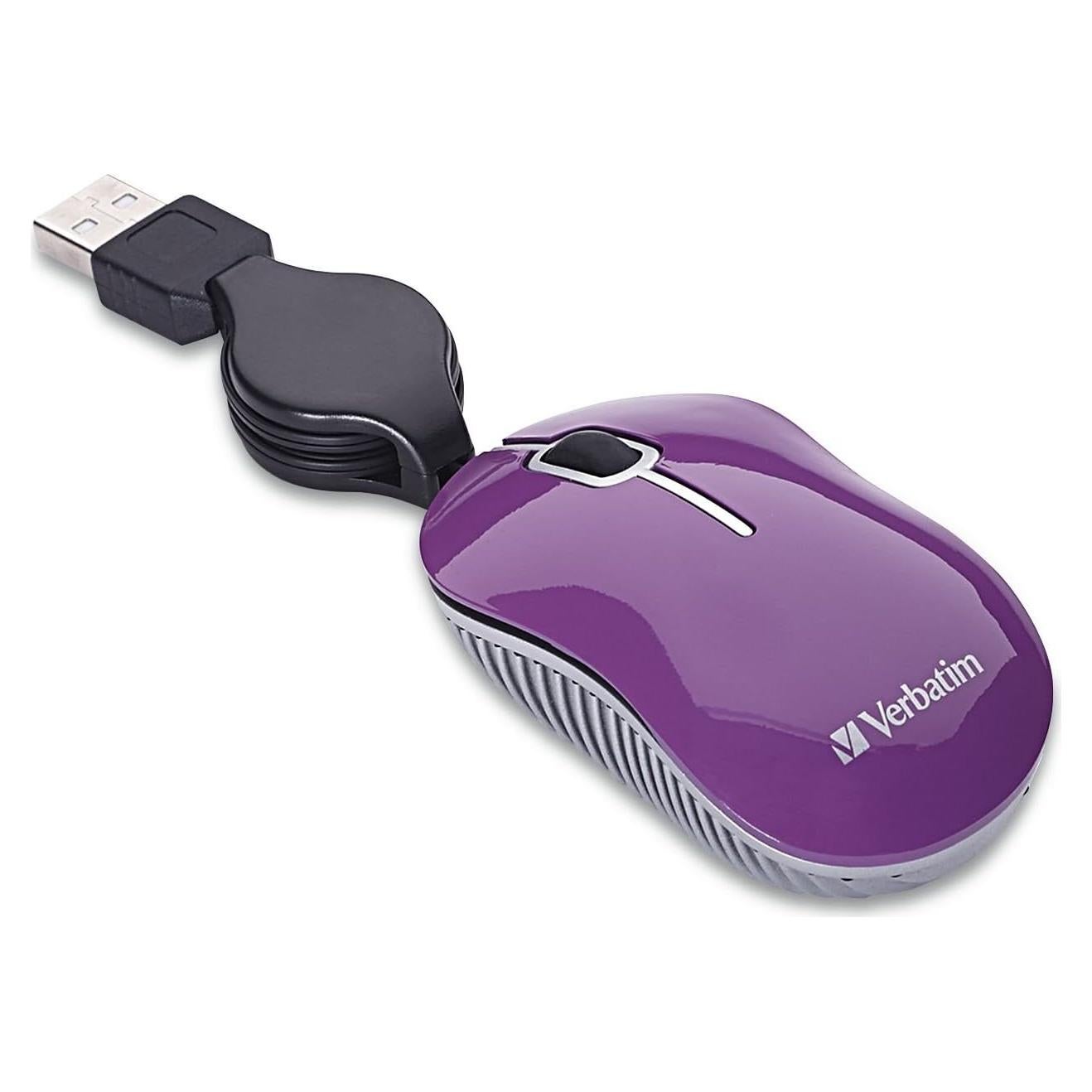 Ratón Óptico Mini USB-A Verbatim 98617 Púrpura Retráctil
