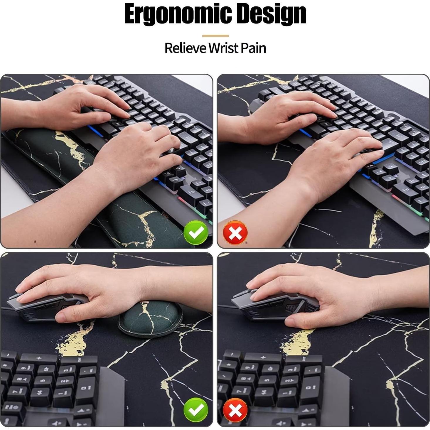 Set de Alfombrilla de Escritorio Bloss 4 en 1 - Mármol Negro 80x40cm