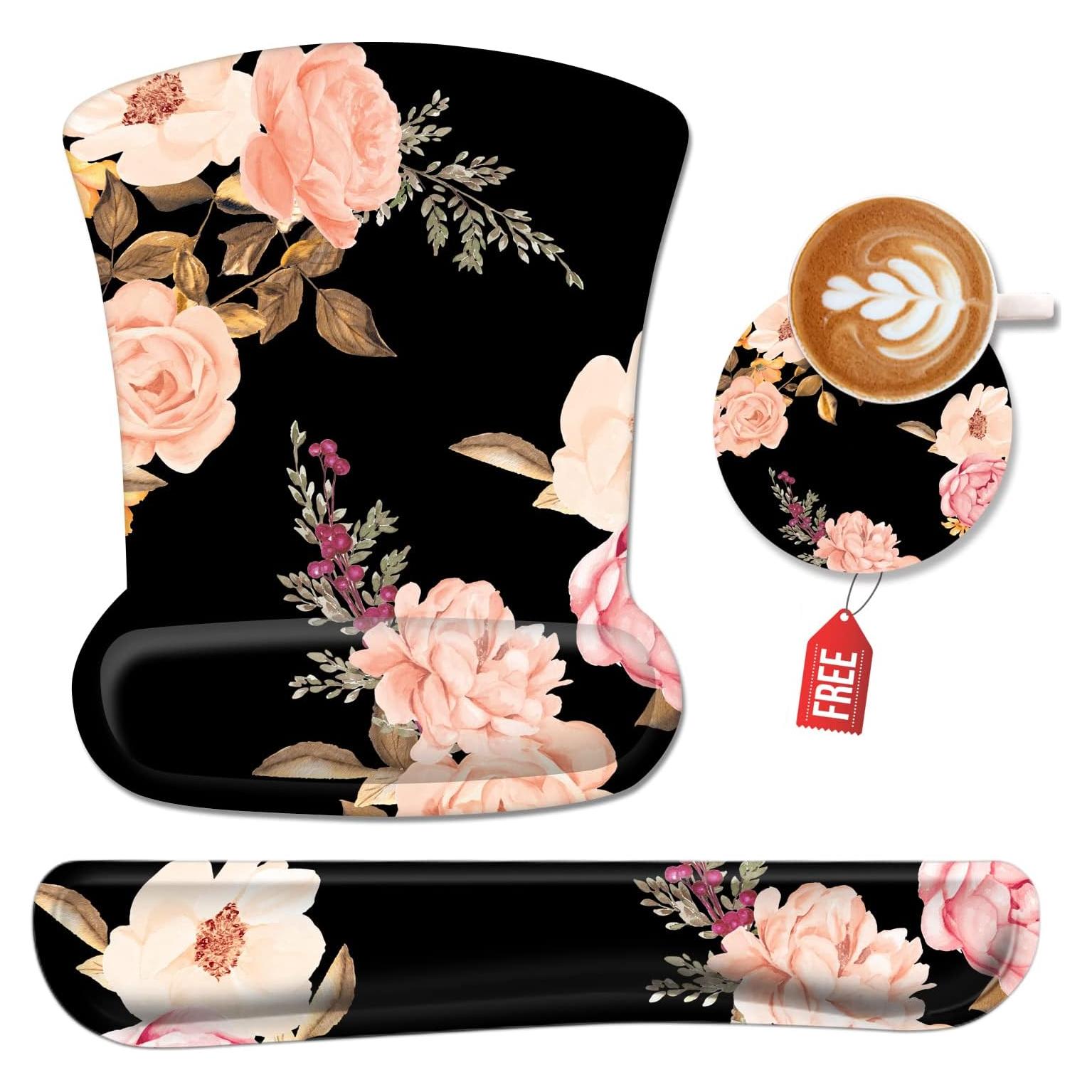 Set Almohadillas Ergonómicas HOMKUMY: Ratón, Teclado y Posavasos