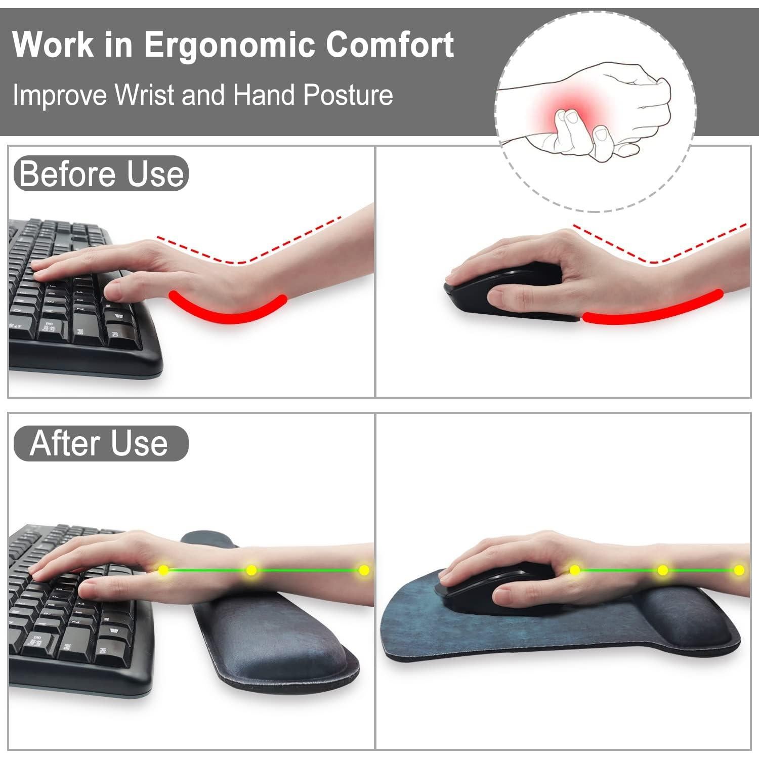 Set Almohadillas Ergonómicas HOMKUMY: Ratón, Teclado y Posavasos