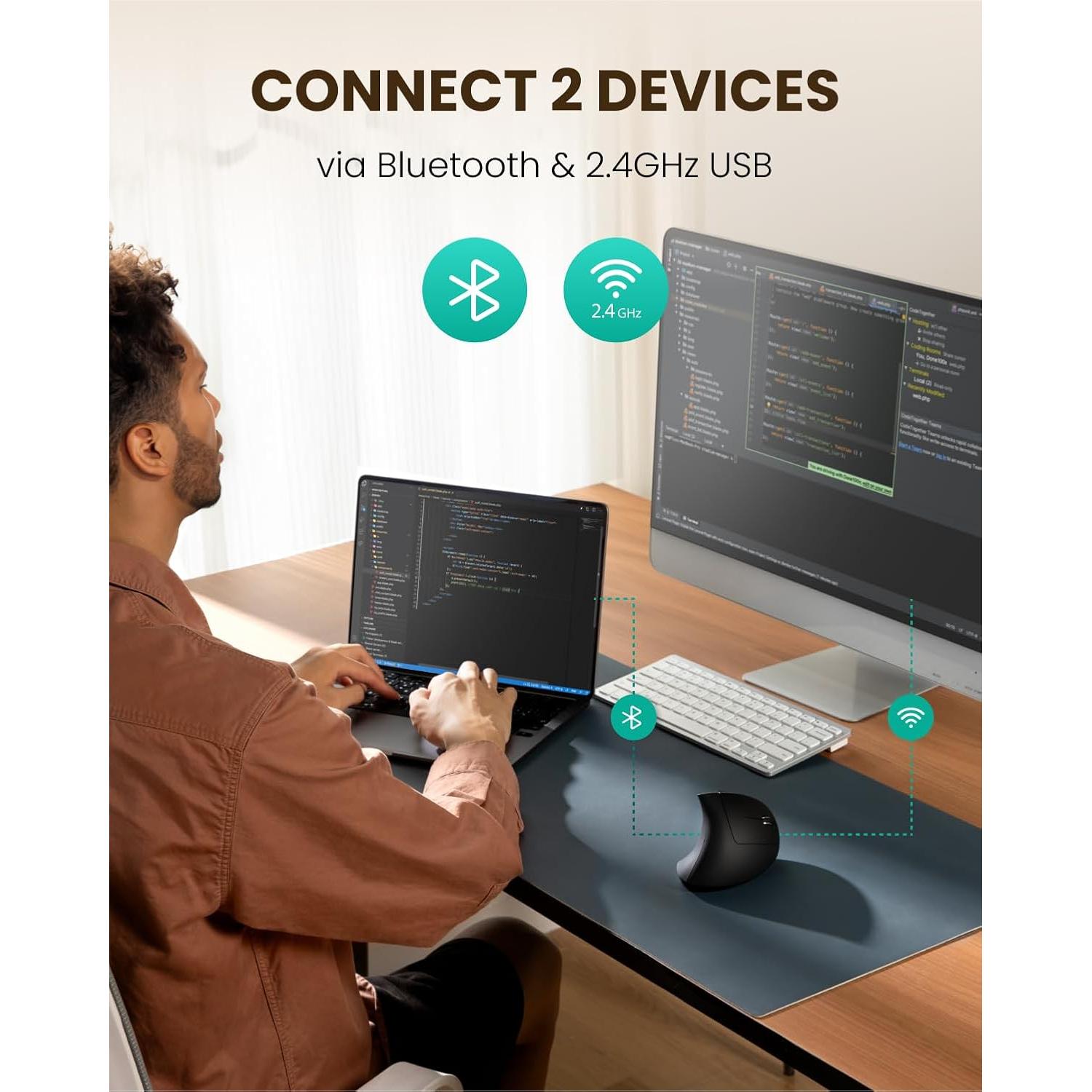 Ratón Inalámbrico Recargable Ergonómico POJTK 4800 DPI