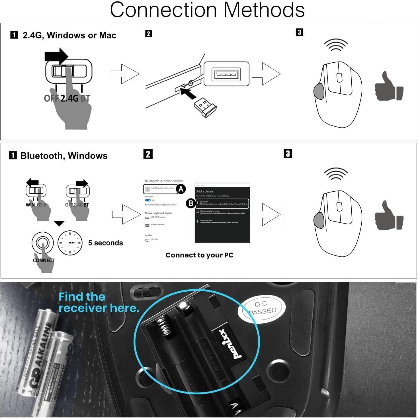 Ratón Ergonómico Inalámbrico Perixx PERIMICE-720 Negro