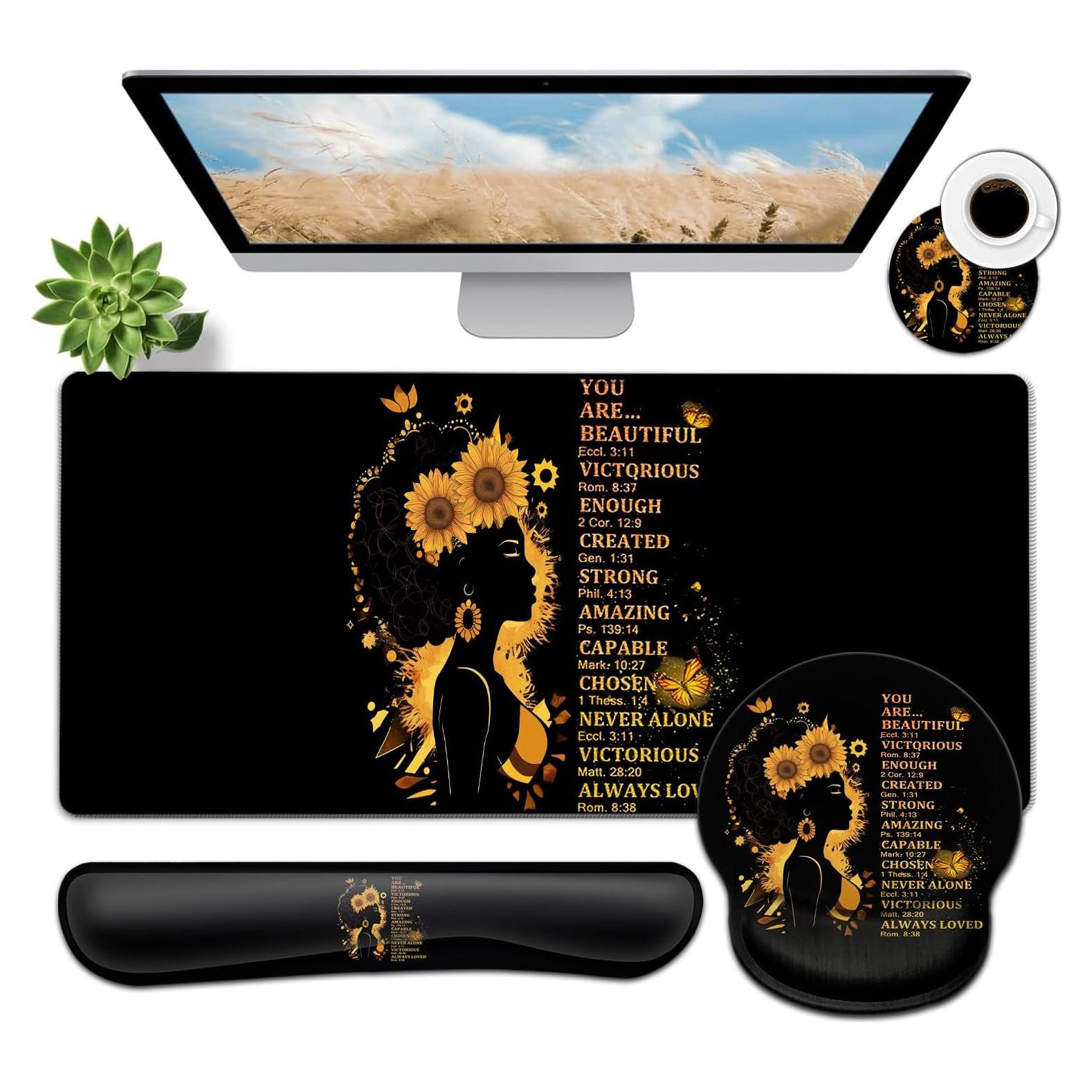 Alfombrilla de Ratón Grande JVGFYNKL con Reposamuñecas 80x30cm